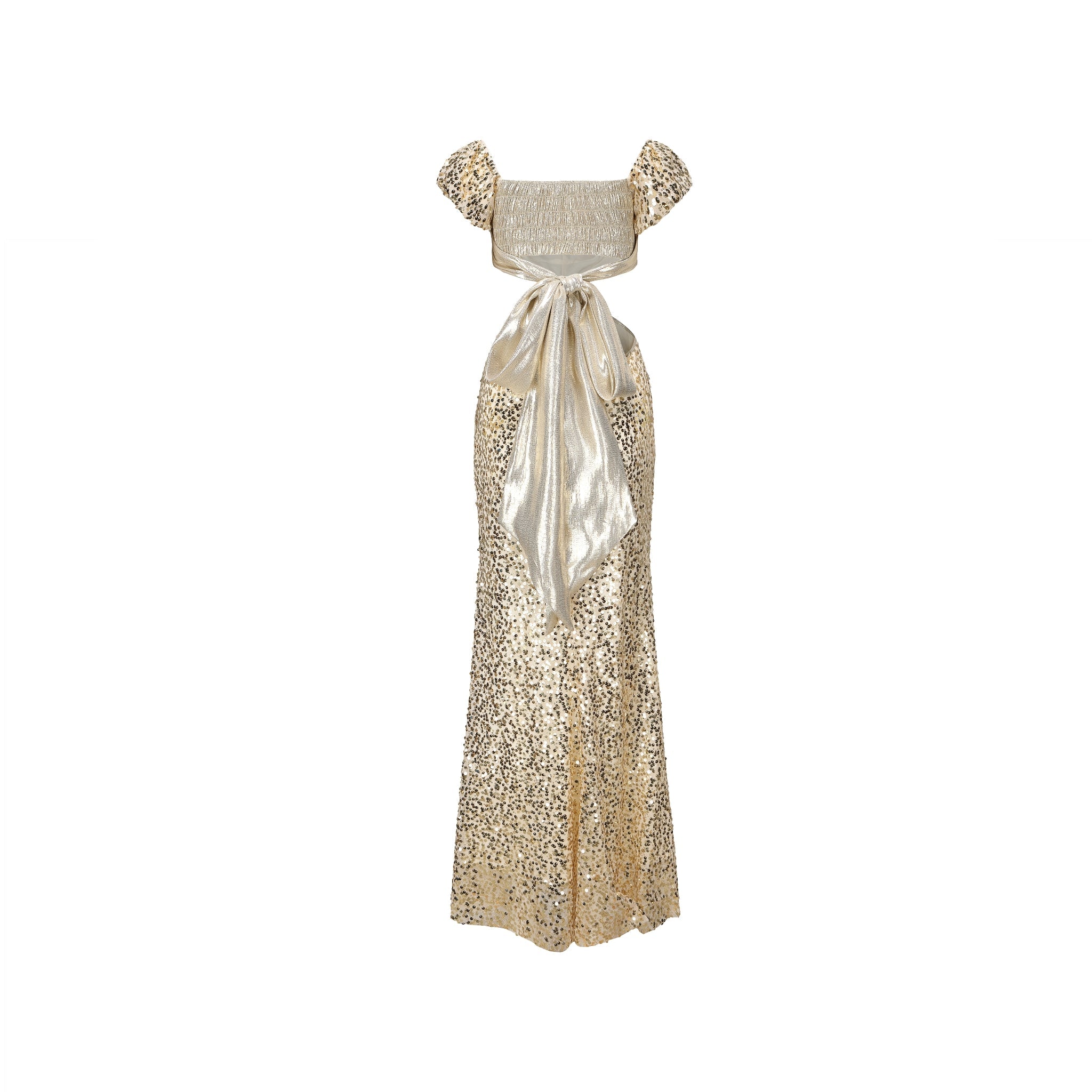 ARTE PURA Beige Sequin Waist Slit Long Skirt | MADA IN CHINA