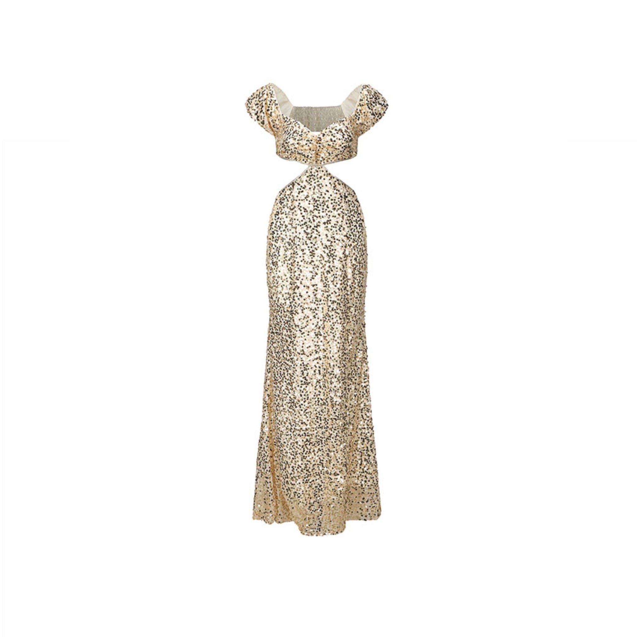 ARTE PURA Beige Sequin Waist Slit Long Skirt | MADA IN CHINA