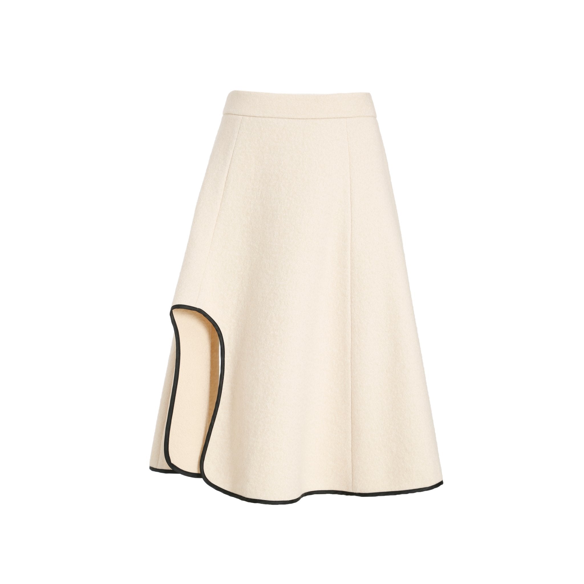 BVM TEAMS Beige Split Wool Skirt | MADA IN CHINA