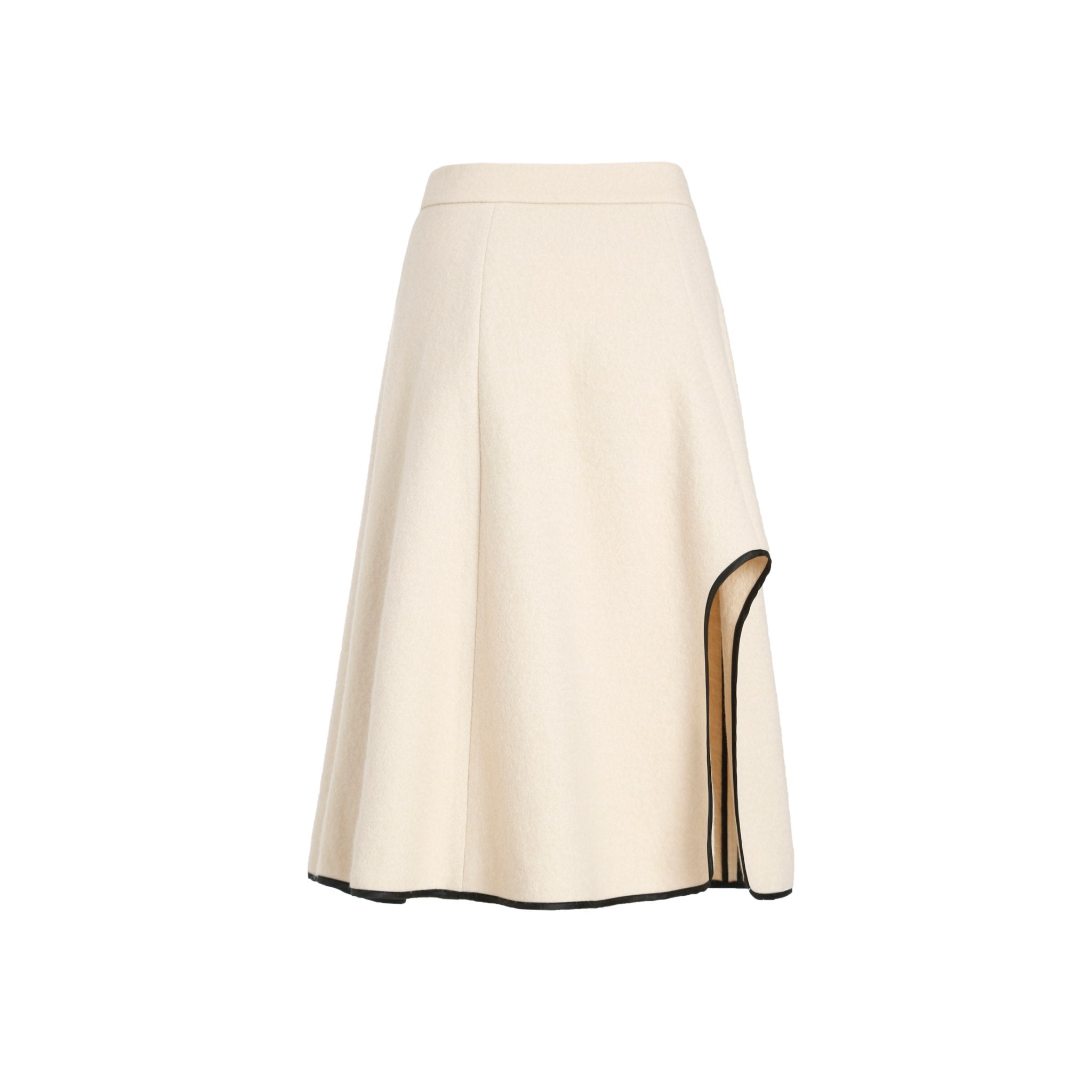 BVM TEAMS Beige Split Wool Skirt | MADA IN CHINA