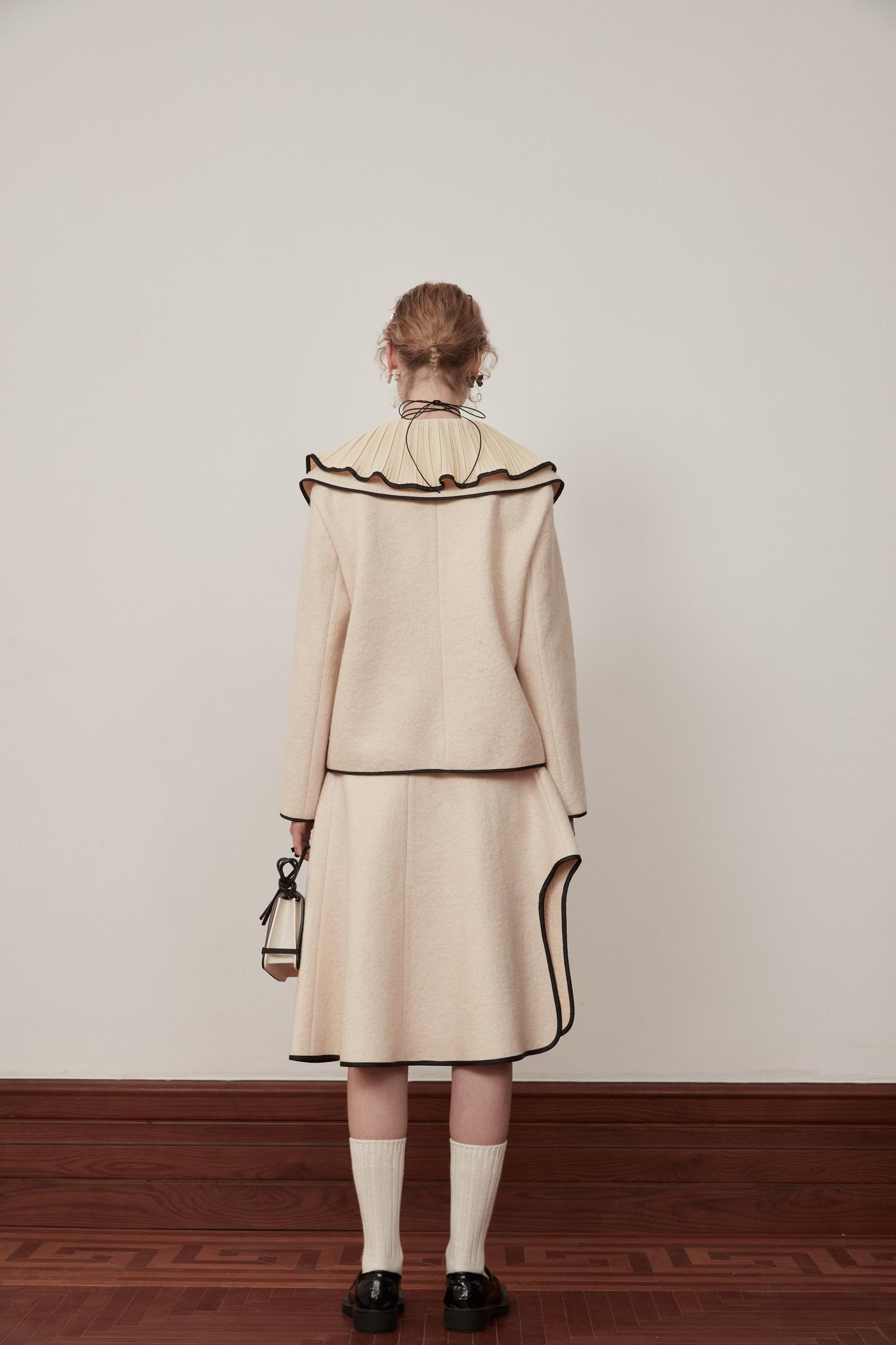 BVM TEAMS Beige Split Wool Skirt | MADA IN CHINA