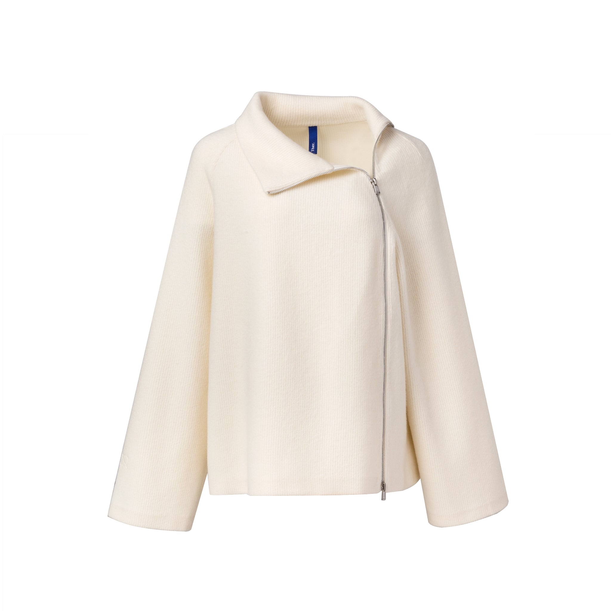 Ther. Beige Zipped turtleneck wool pullover | MADA IN CHINA