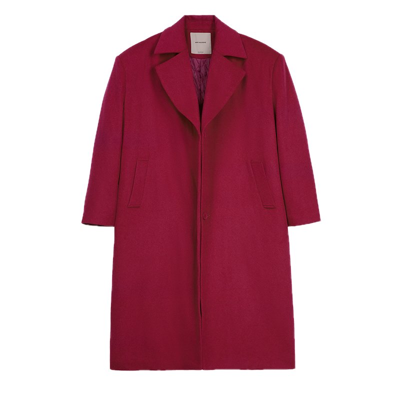 VANN VALRENCÉ Berry Purple Loose Fit Woolen Coat | MADA IN CHINA