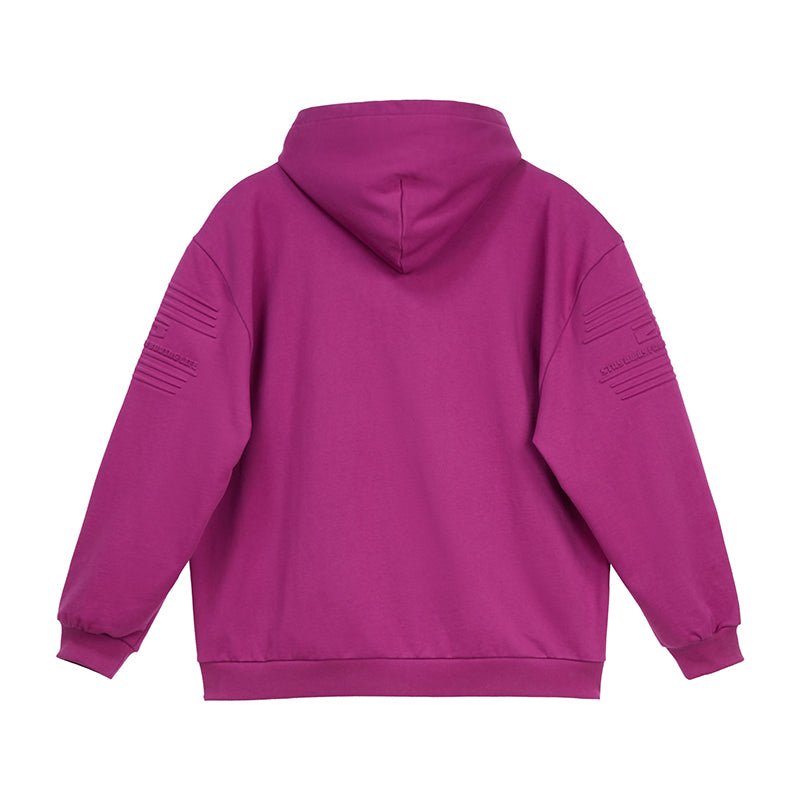 VANN VALRENCÉ Berry Purple Silhouette Wide Shoulder Hoodie | MADA IN CHINA