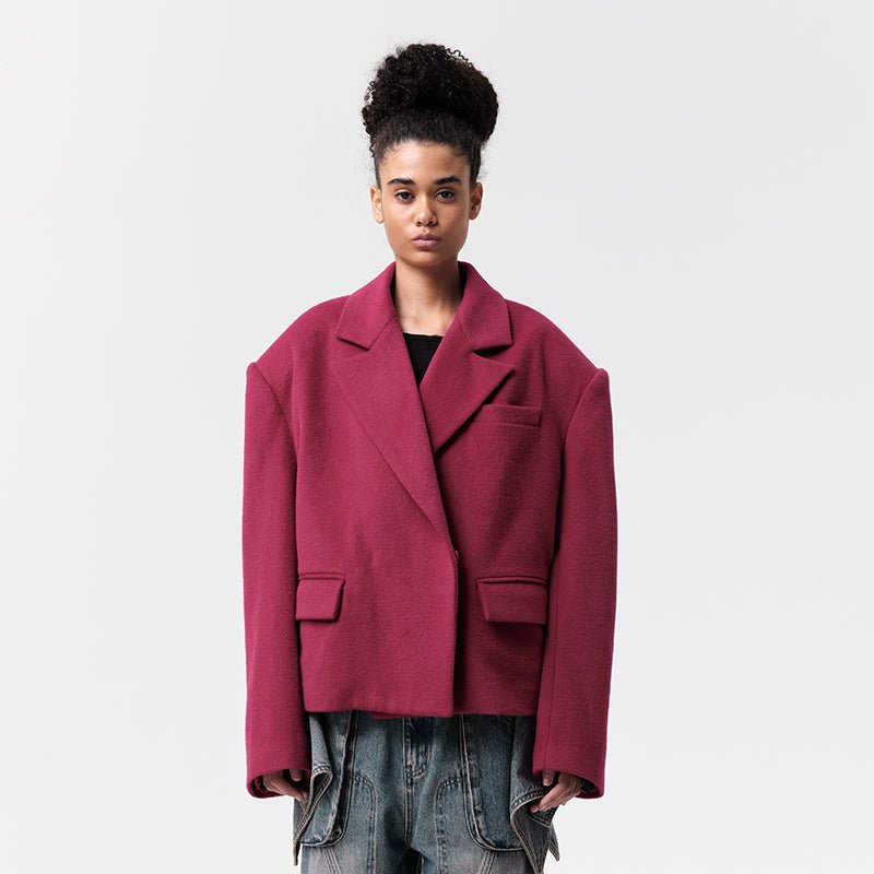 VANN VALRENCÉ Berry Purple Tweed Silhouette Coat | MADA IN CHINA