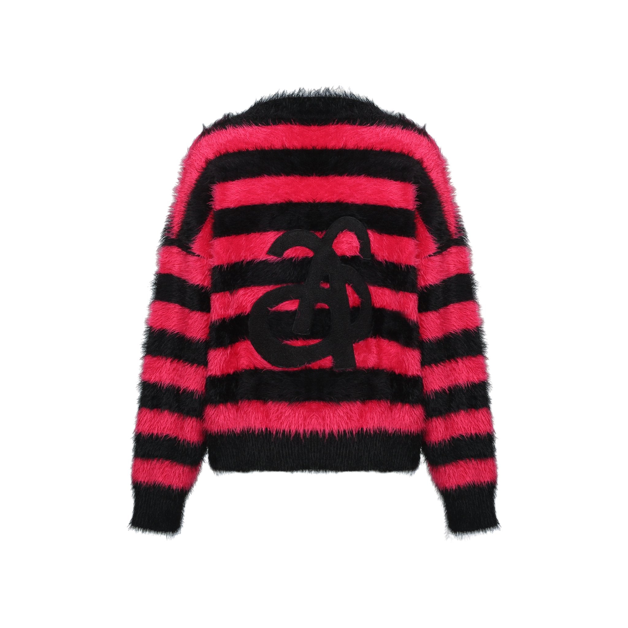 ANN ANDELMAN Black and Red Striped Wool Cardigan | MADA IN CHINA