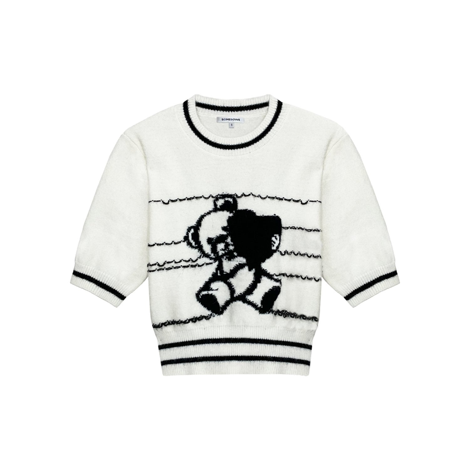 SOMESOWE Black And White Bear T-shirt | MADA IN CHINA