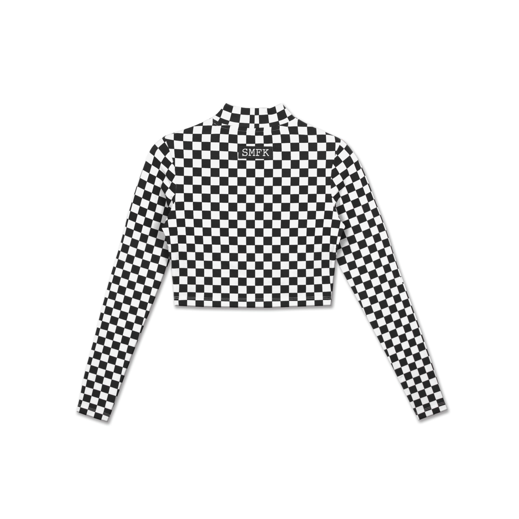 SMFK Black And White Grid Turtleneck Top | MADA IN CHINA