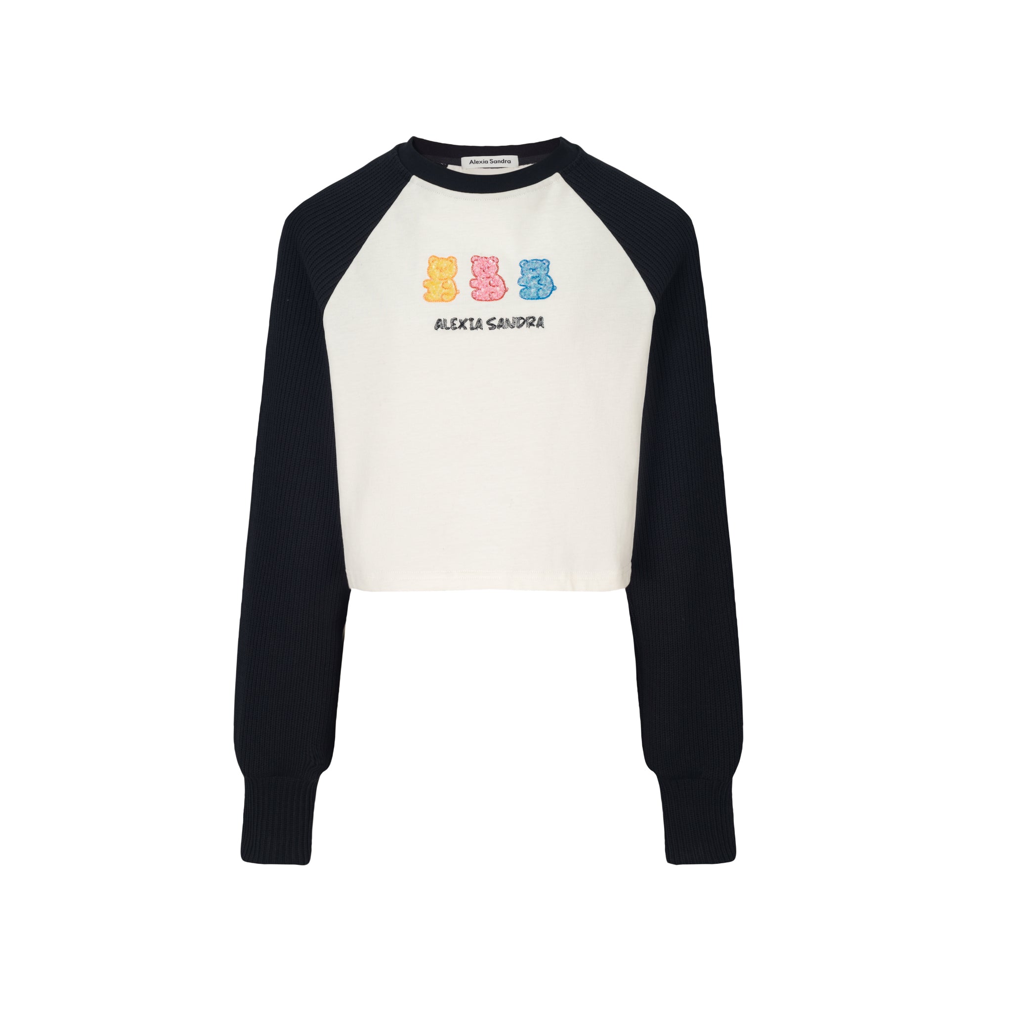 Alexia Sandra Black And White Gummy Bear Raglan Sweatshirt | MADA IN CHINA