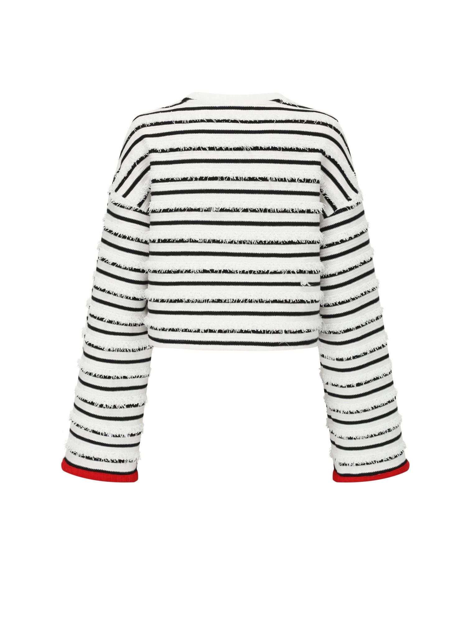 Alexia Sandra Black And White Stripe Cropped Sweatshirt | MADA IN CHINA