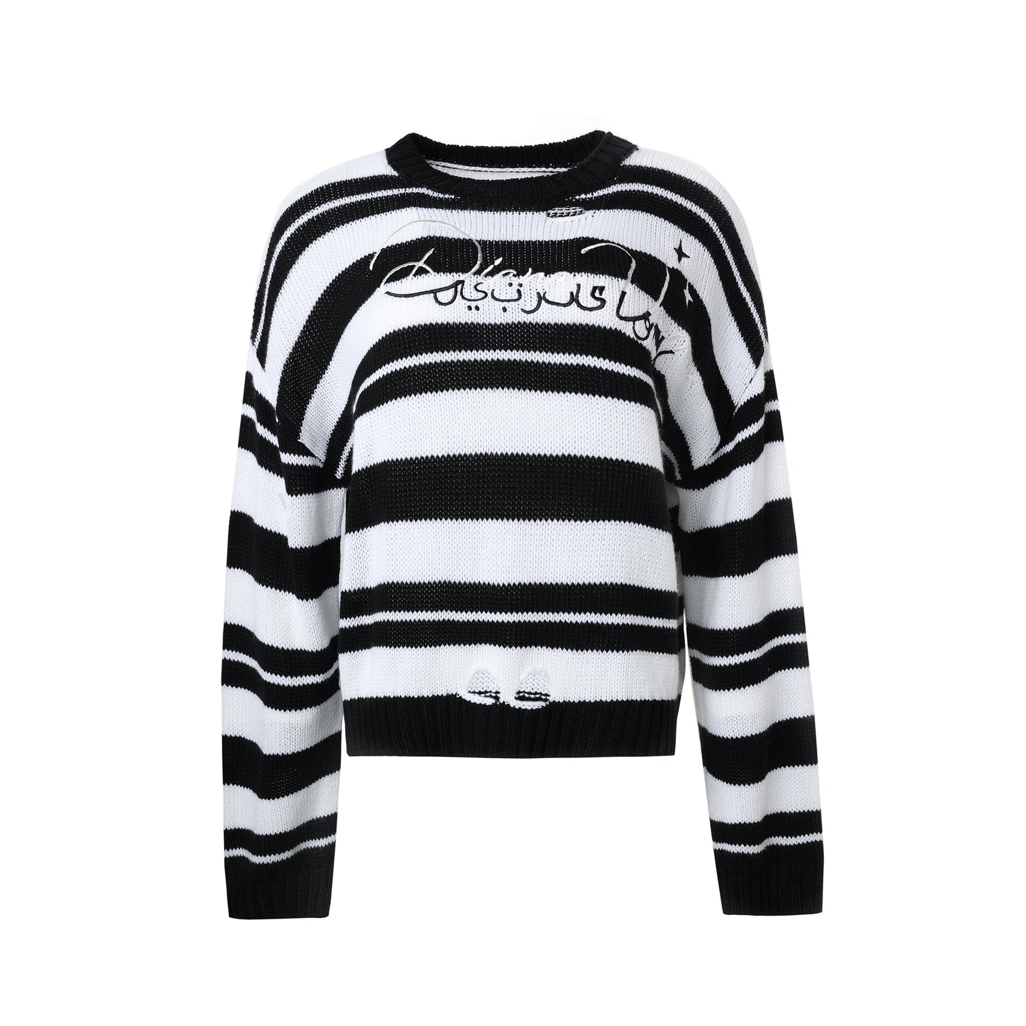 DIANA VEVINA Black and White Striped Letter Top | MADA IN CHINA