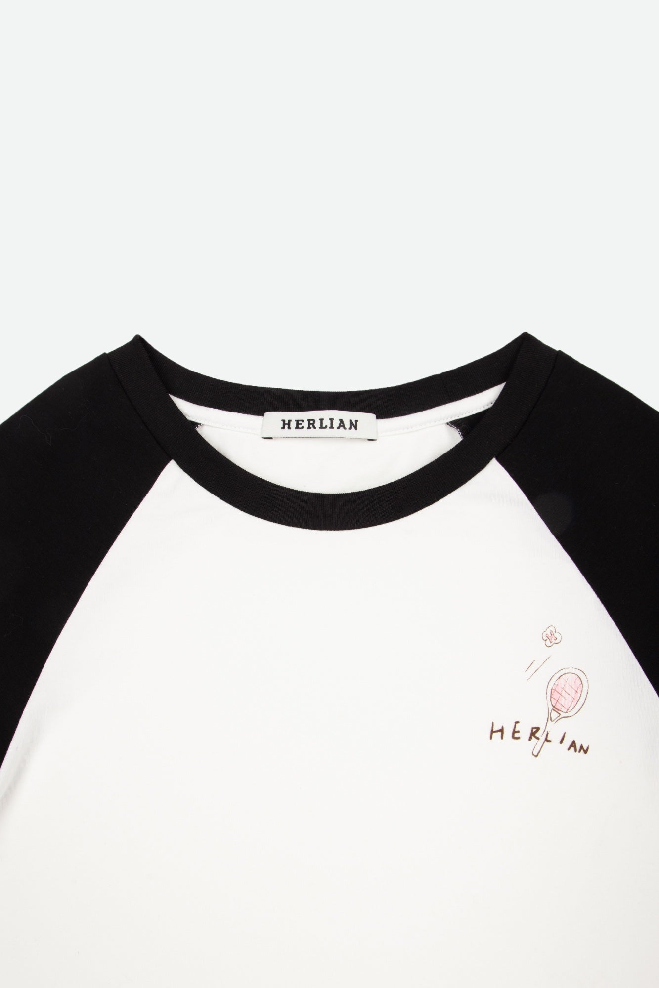 HERLIAN Black And White Tennis Racket Print T-shirt | MADA IN CHINA