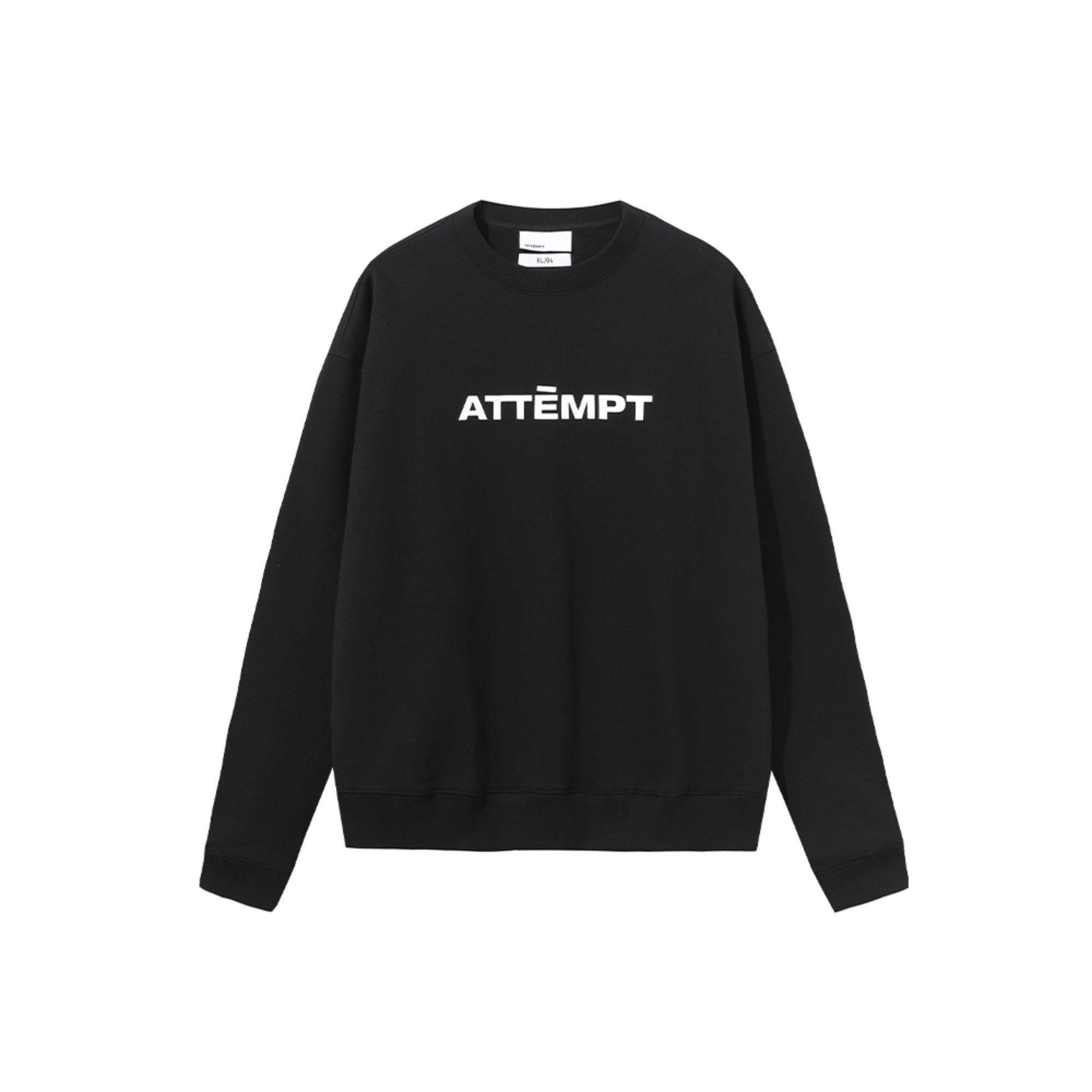 ATTEMPT Black Basic Logo Print Crewneck Sweater | MADA IN CHINA