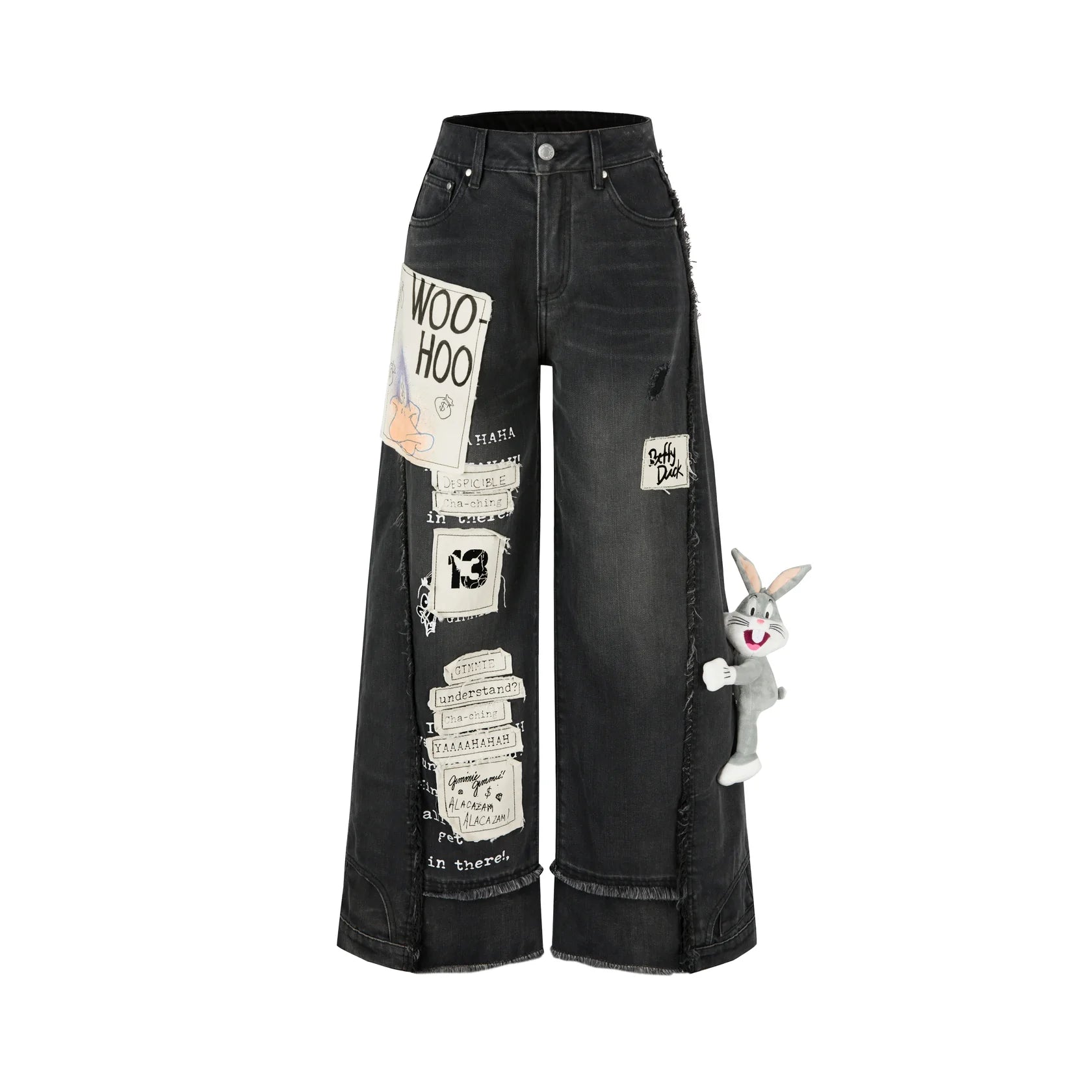 13DE MARZO Black Bugs Bunny Daffy Duck Jeans | MADA IN CHINA