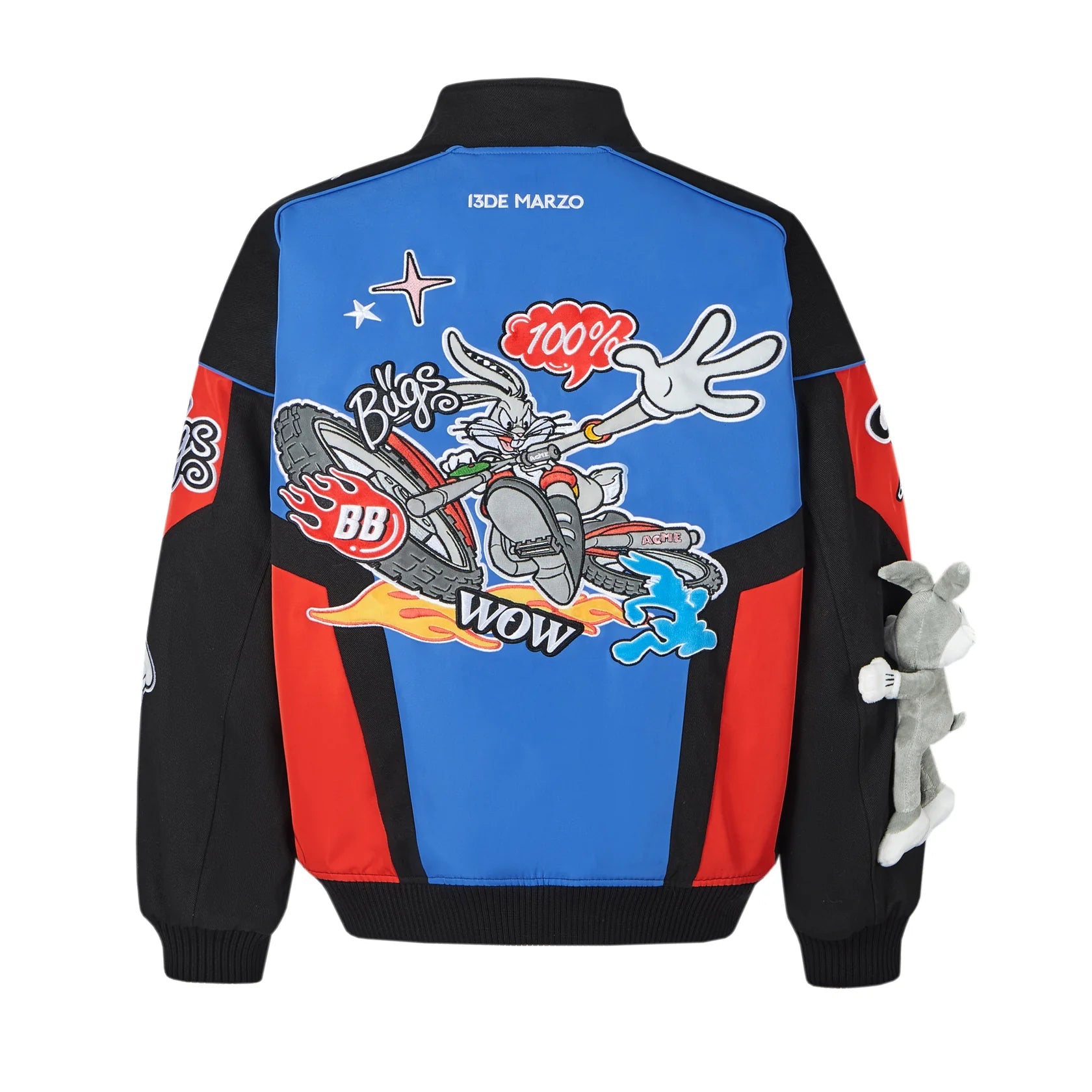 13DE MARZO Black Bugs Bunny Racing Jacket | MADA IN CHINA