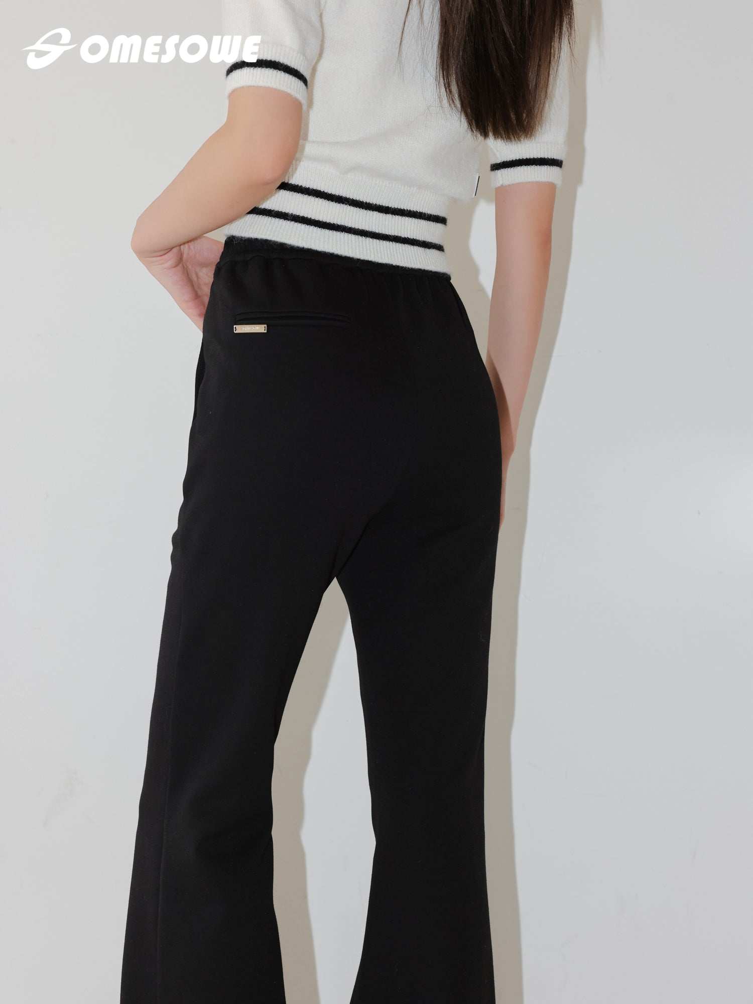 SOMESOWE Black Casual Slim Bootcut Pants | MADA IN CHINA