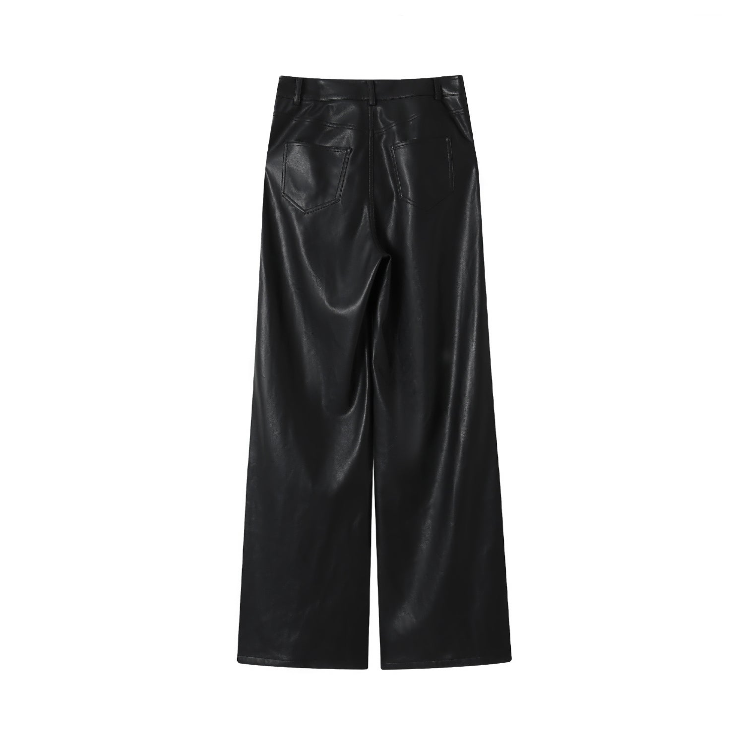 SOMESOWE Black Centre-seam cropped leather trousers | MADA IN CHINA