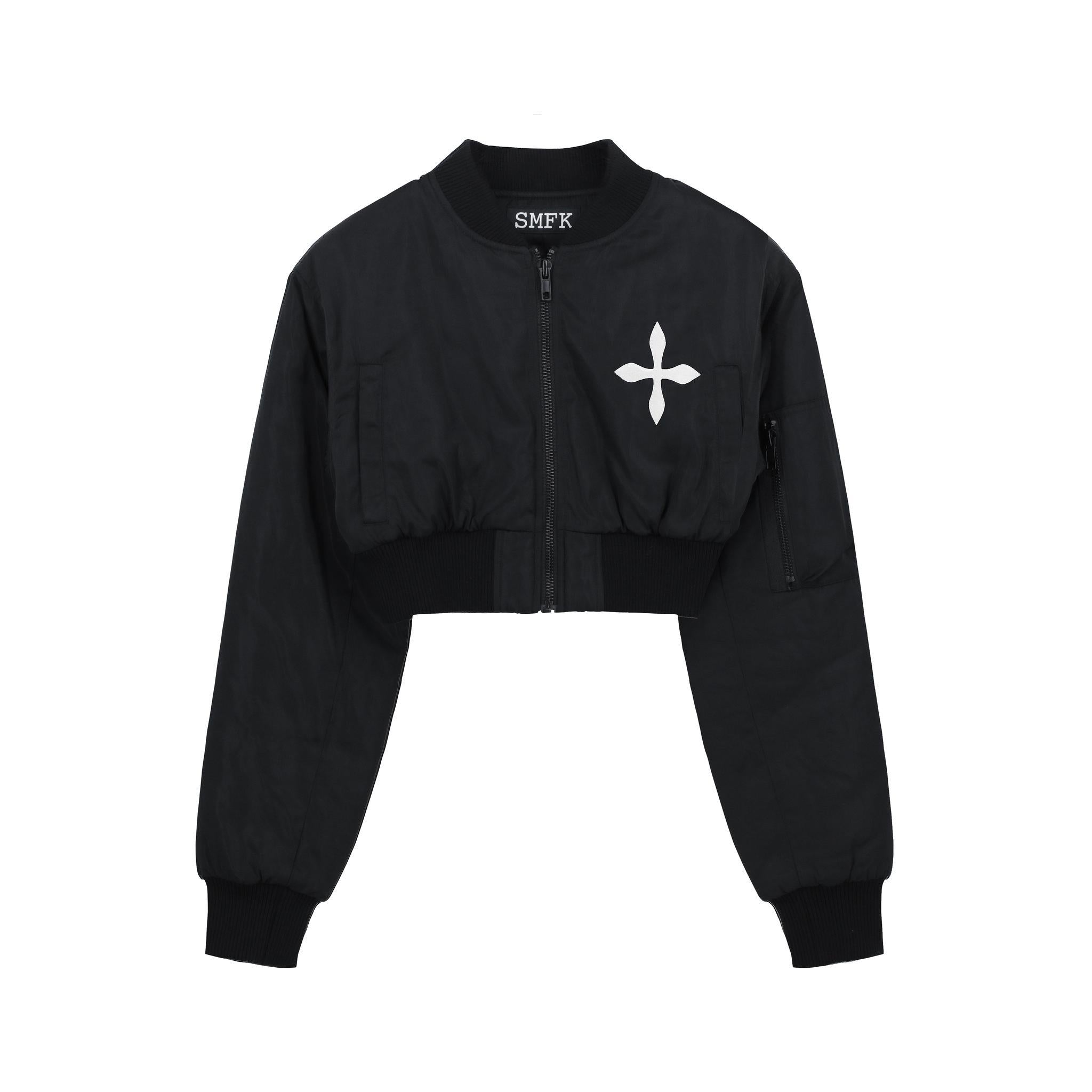 SMFK Black Compass Logo Bomber Jacket | MADA IN CHINA