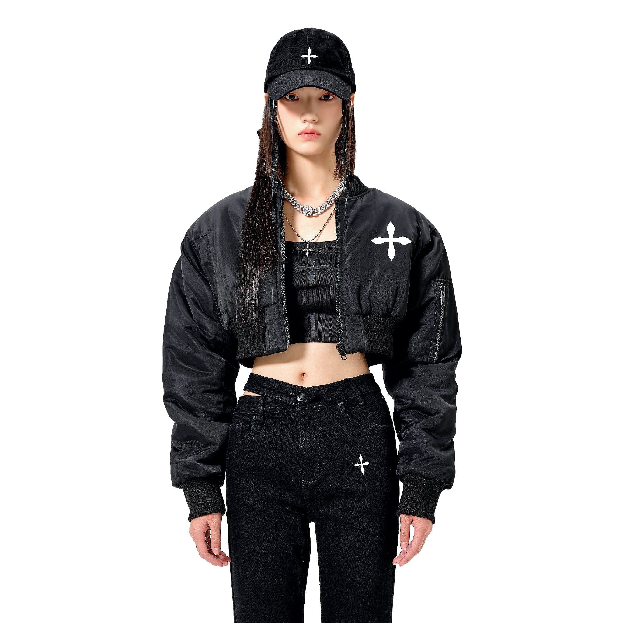 SMFK Black Compass Logo Bomber Jacket | MADA IN CHINA