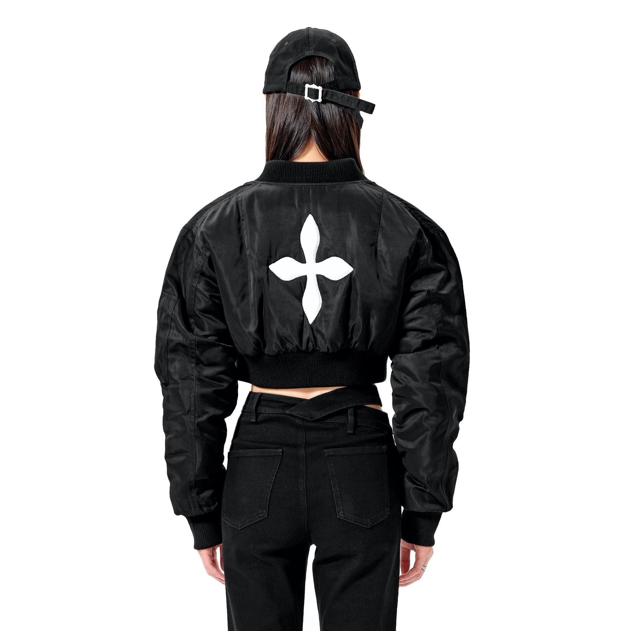 SMFK Black Compass Logo Bomber Jacket | MADA IN CHINA