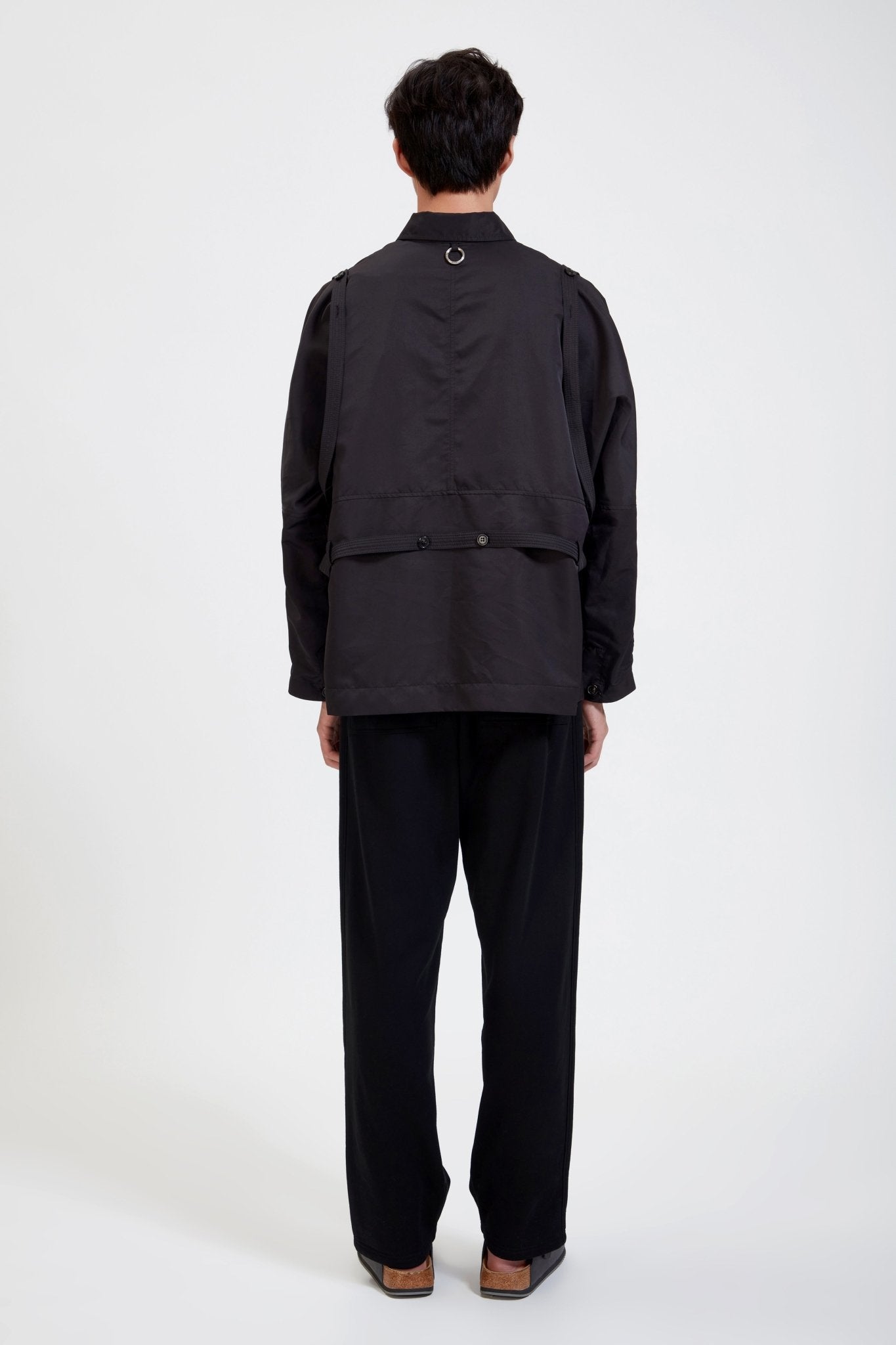 Private Policy Black Cotton Harness Zip-Up Top | MADA IN CHINA