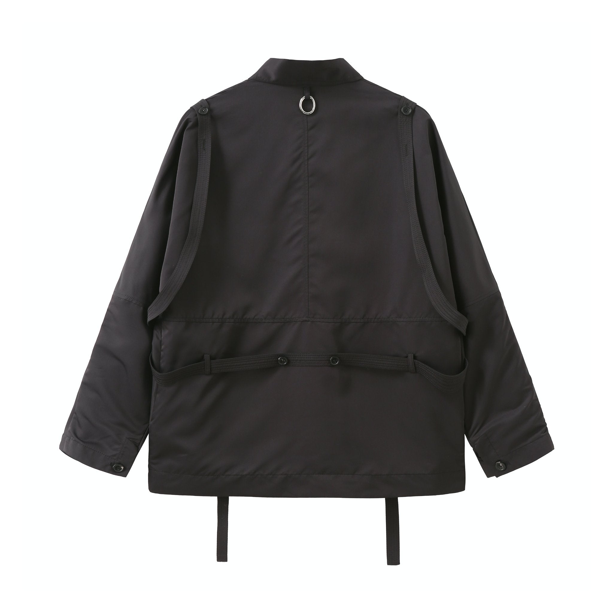 Private Policy Black Cotton Harness Zip-Up Top | MADA IN CHINA