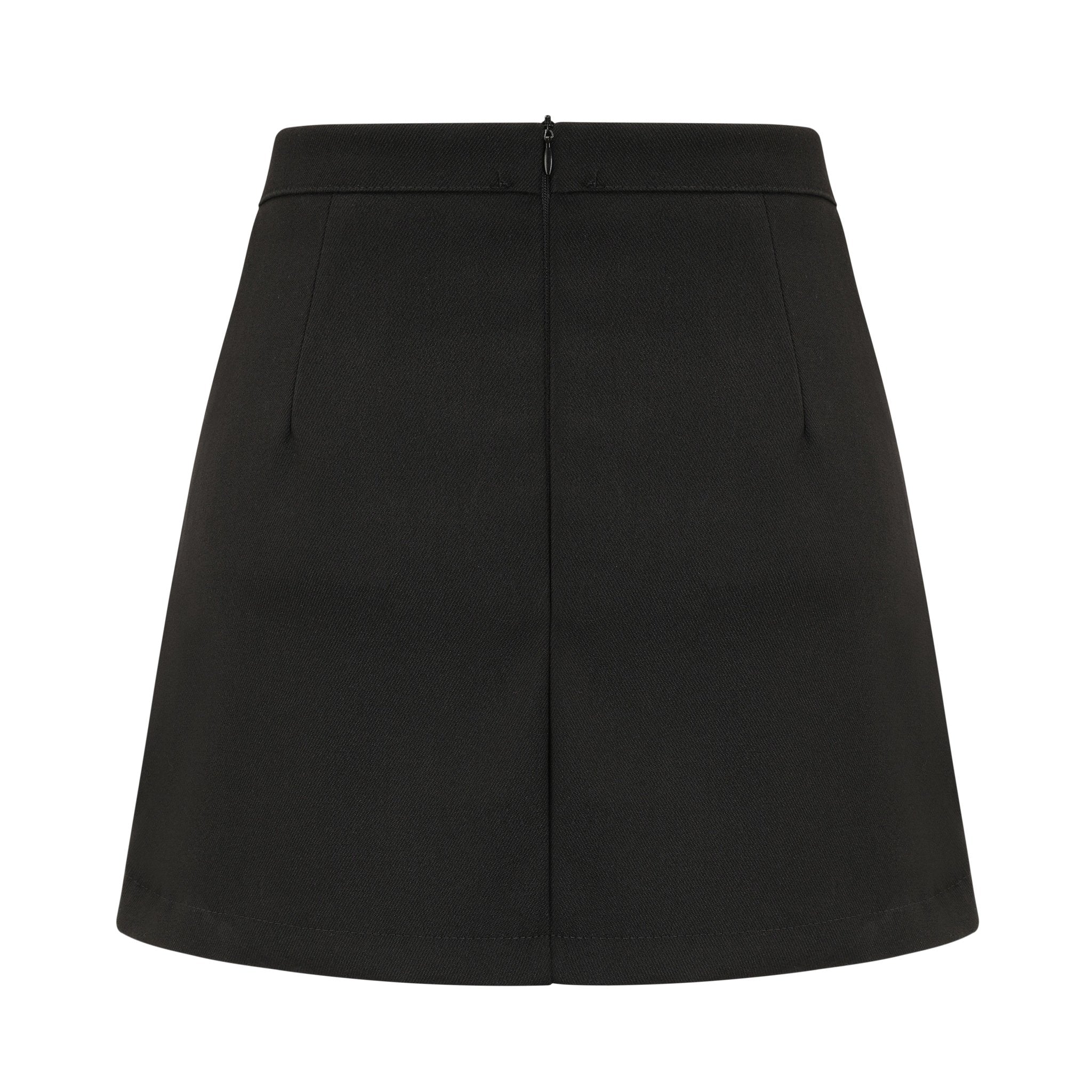 ARTE PURA Black Curved Hem Skirt With Rhinestone Chain | MADA IN CHINA