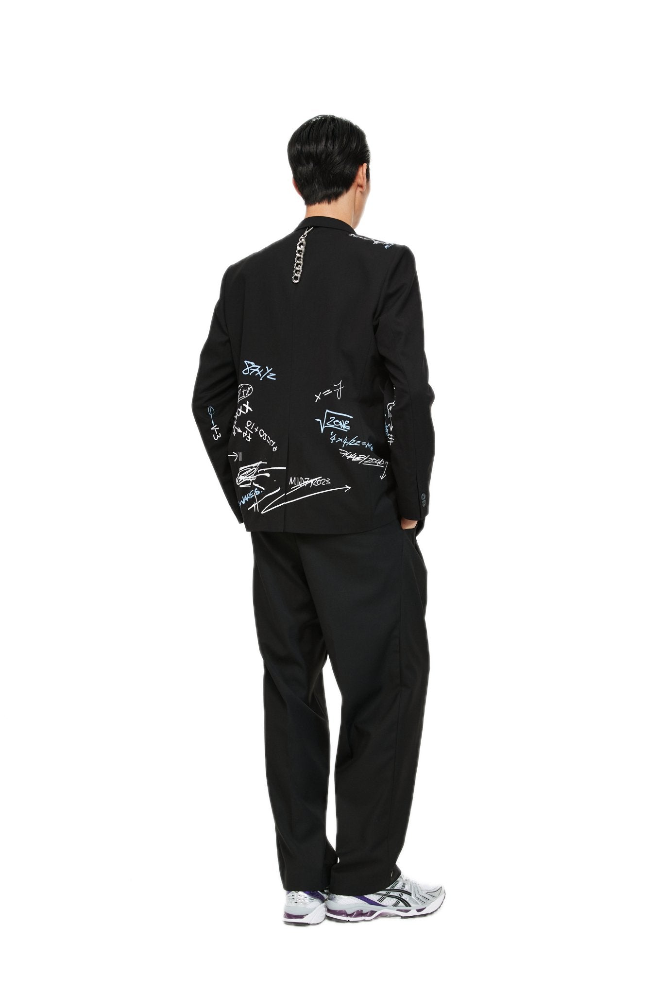 UNAWARES Black Customized Graffiti Printed Double Breasted Suit | MADA IN CHINA