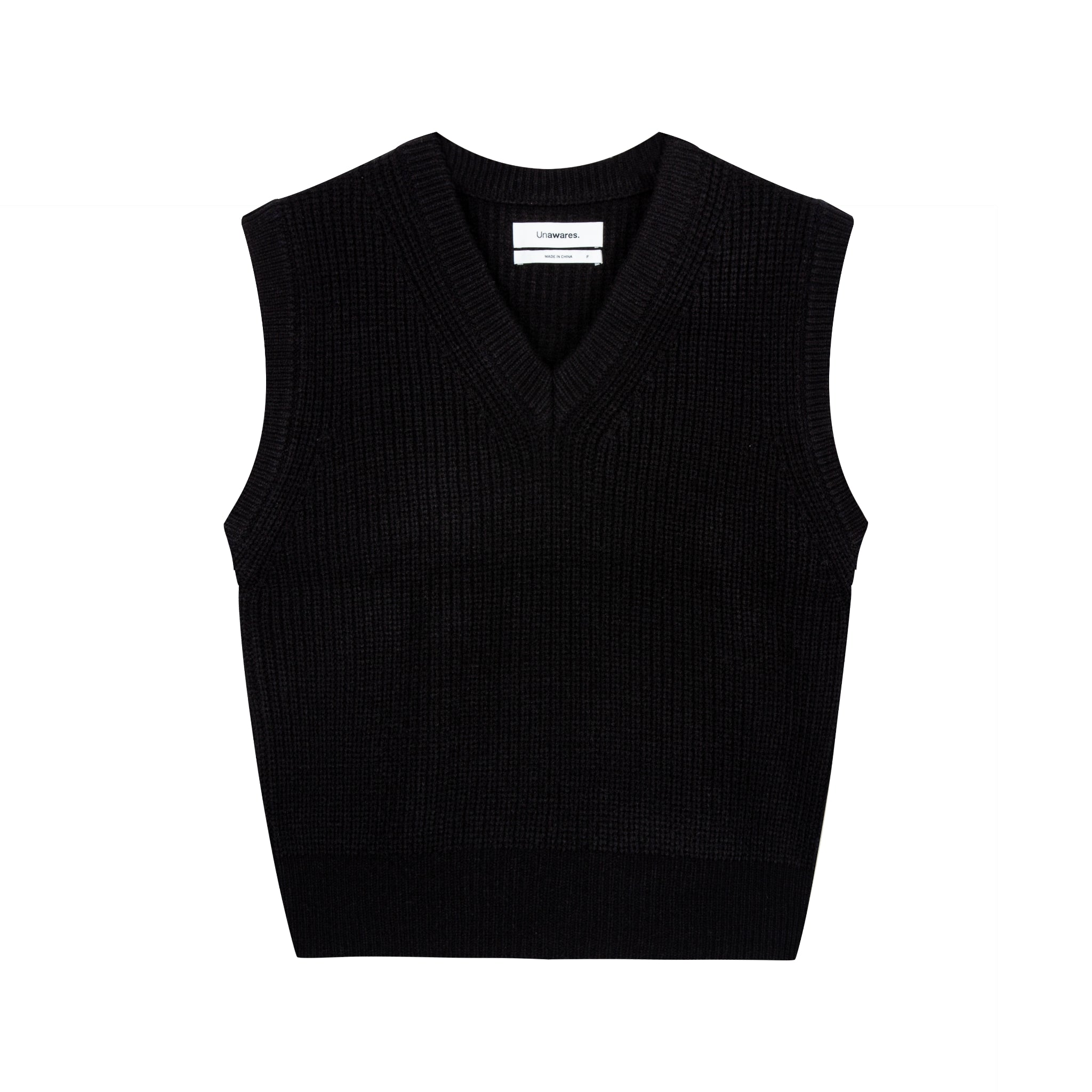 UNAWARES Black Customized Logo V-neck Sweater Vest | MADA IN CHINA