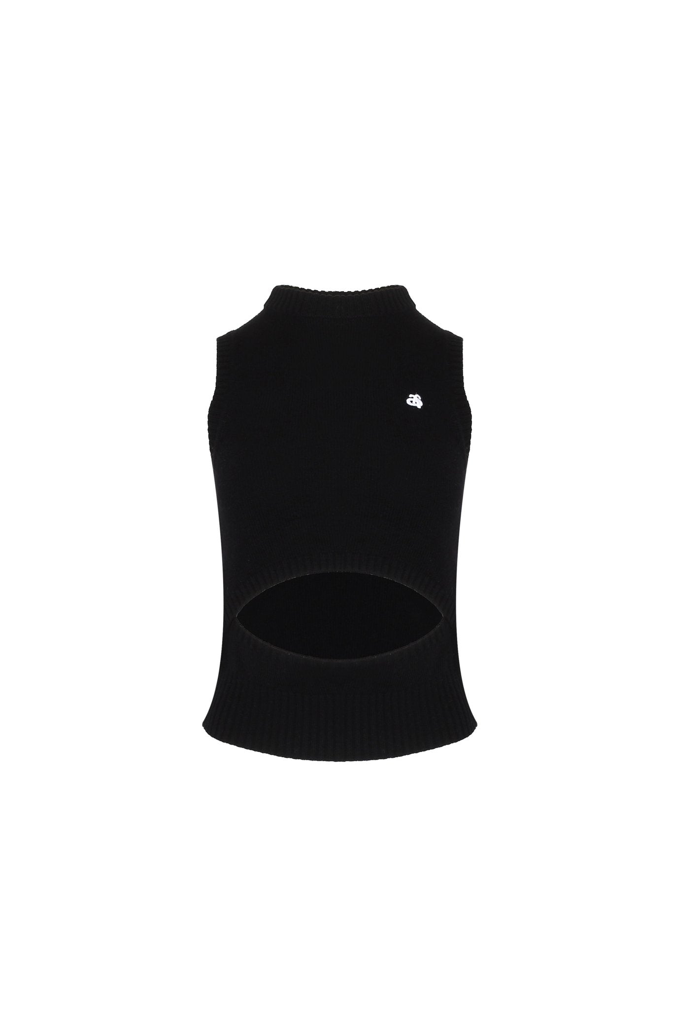 ANN ANDELMAN Black Cut-out Knit Vest | MADA IN CHINA