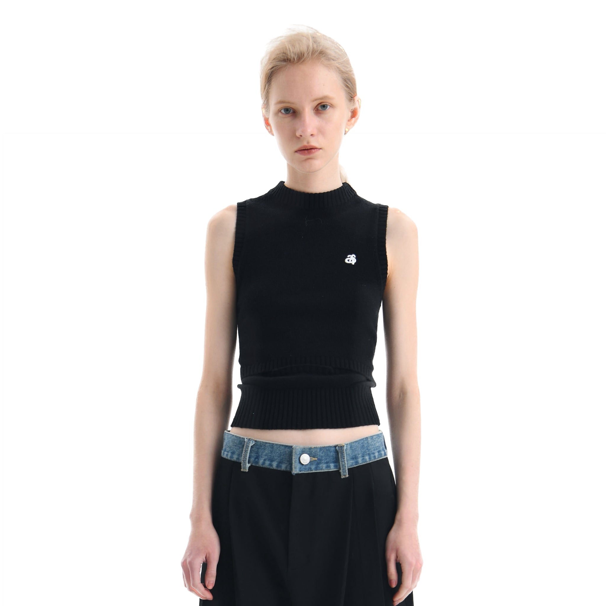 ANN ANDELMAN Black Cut-out Knit Vest | MADA IN CHINA