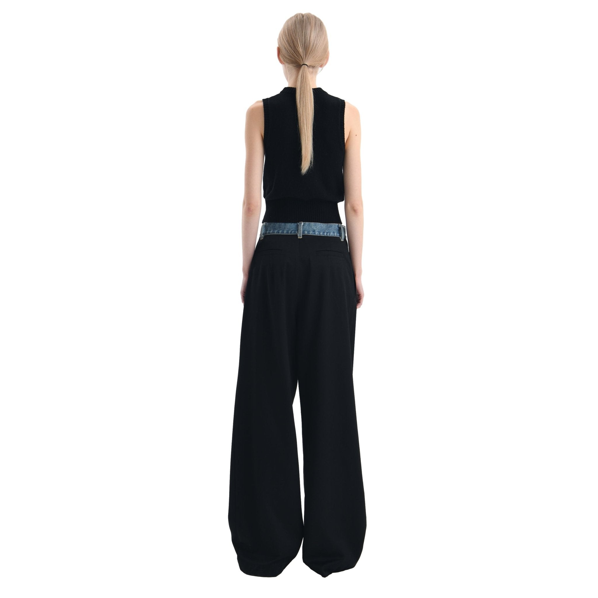 ANN ANDELMAN Black Denim Waist Trousers | MADA IN CHINA