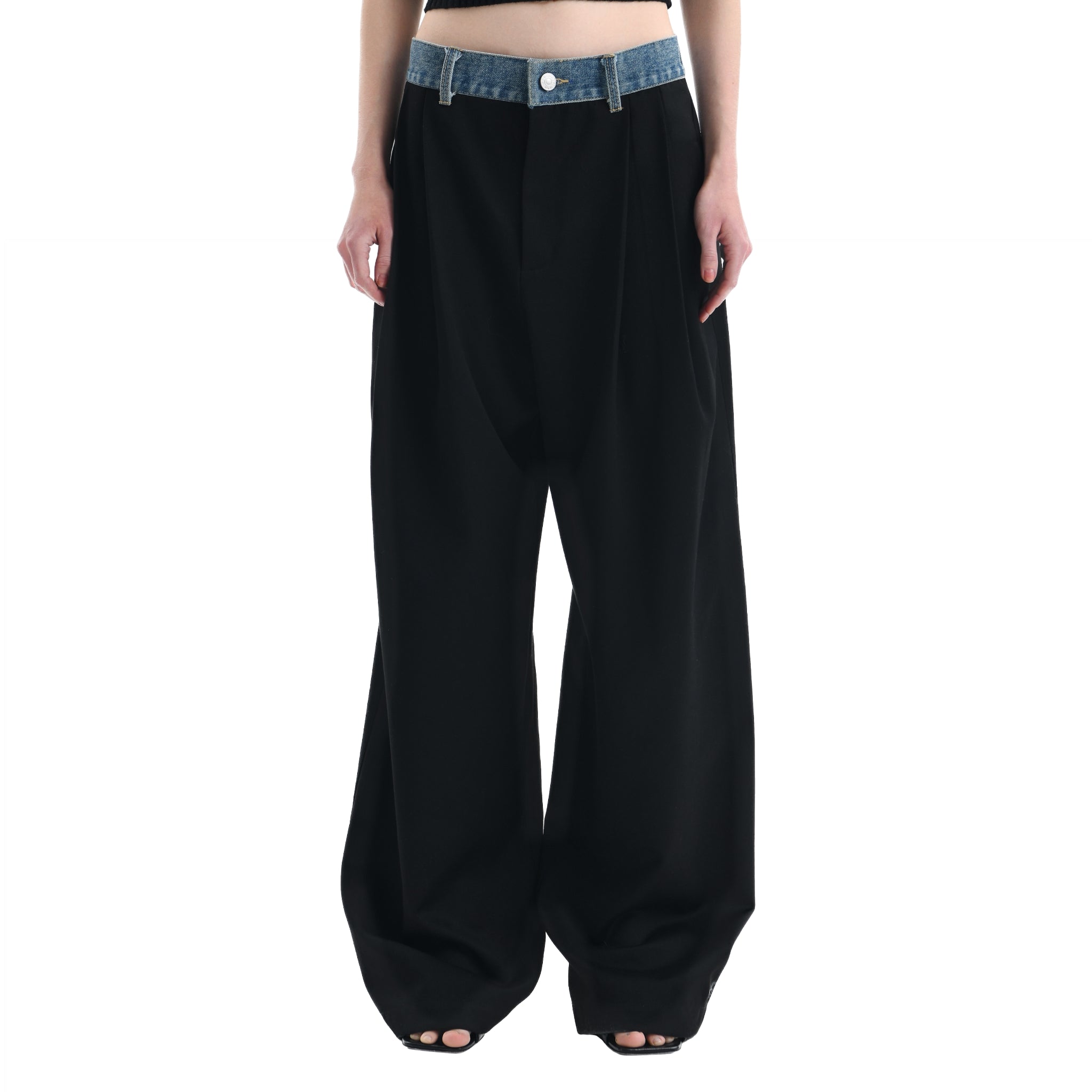 ANN ANDELMAN Black Denim Waist Trousers | MADA IN CHINA