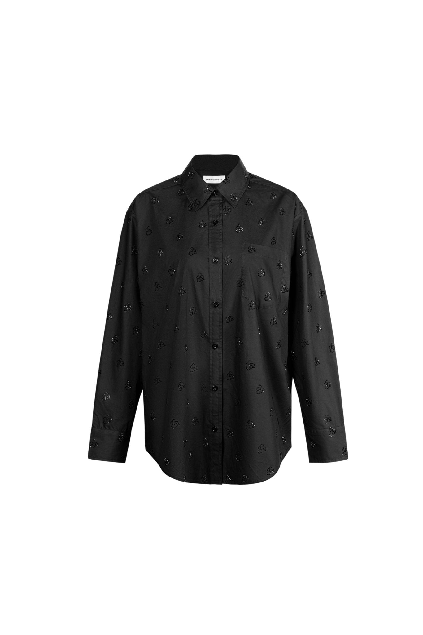 ANN ANDELMAN Black Diamante Embellished Shirt | MADA IN CHINA