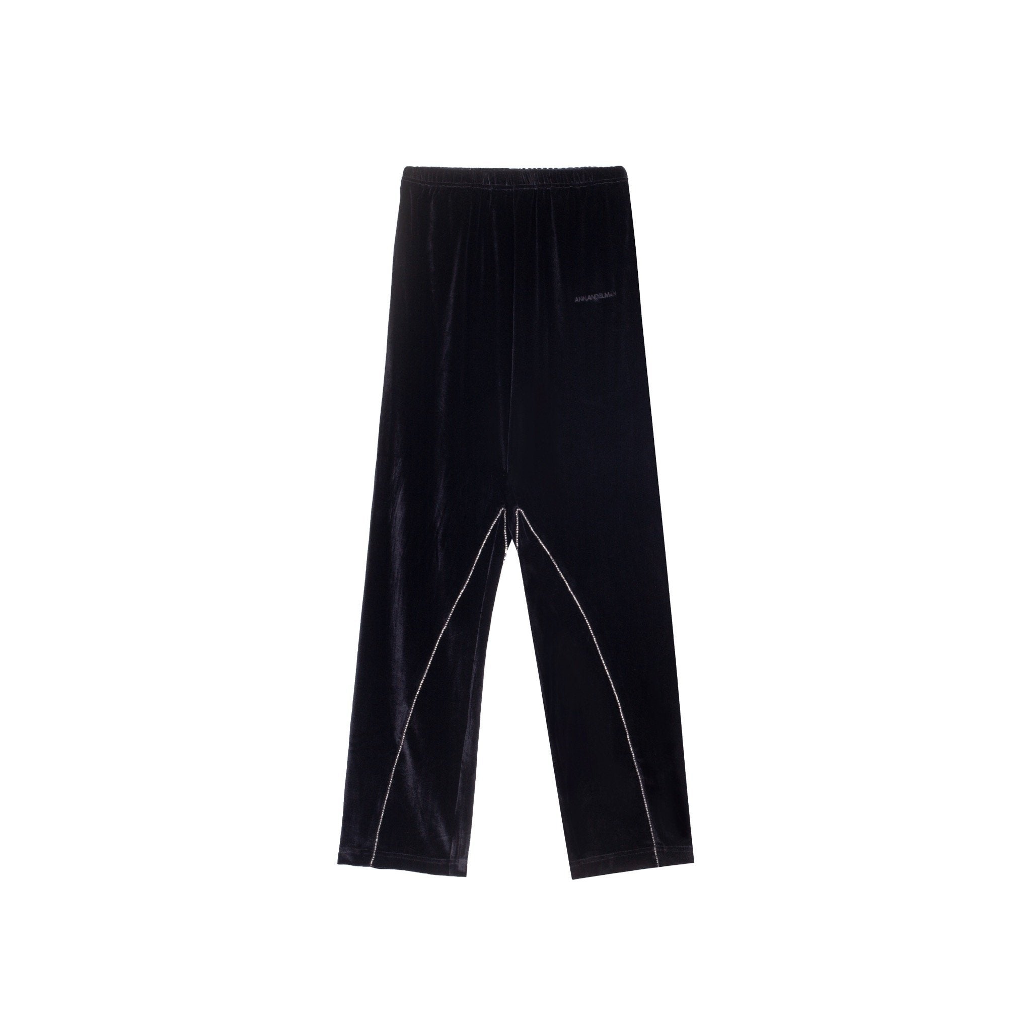 ANN ANDELMAN Black Diamond Strip Velvet Pants | MADA IN CHINA