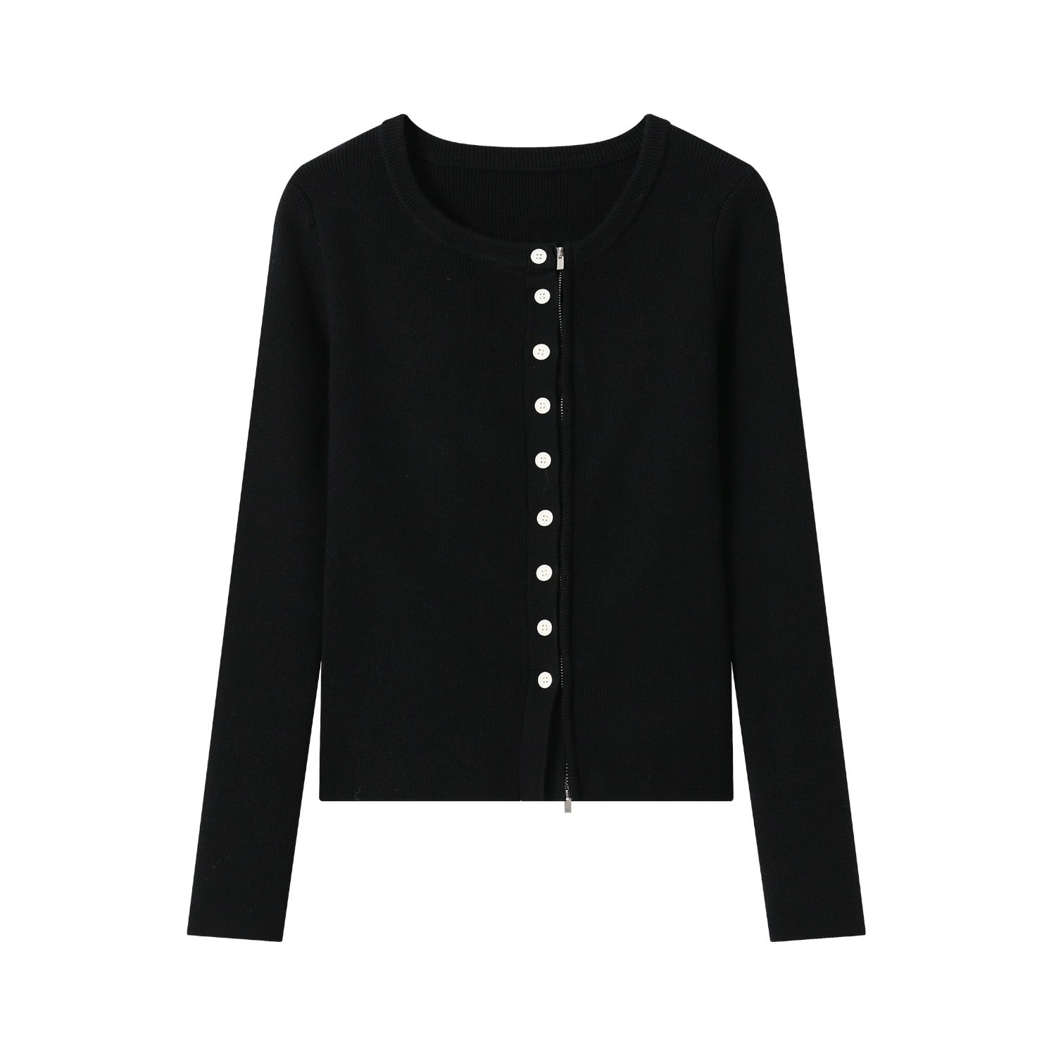 SOMESOWE Black Double Lapel Knit Cardigan | MADA IN CHINA