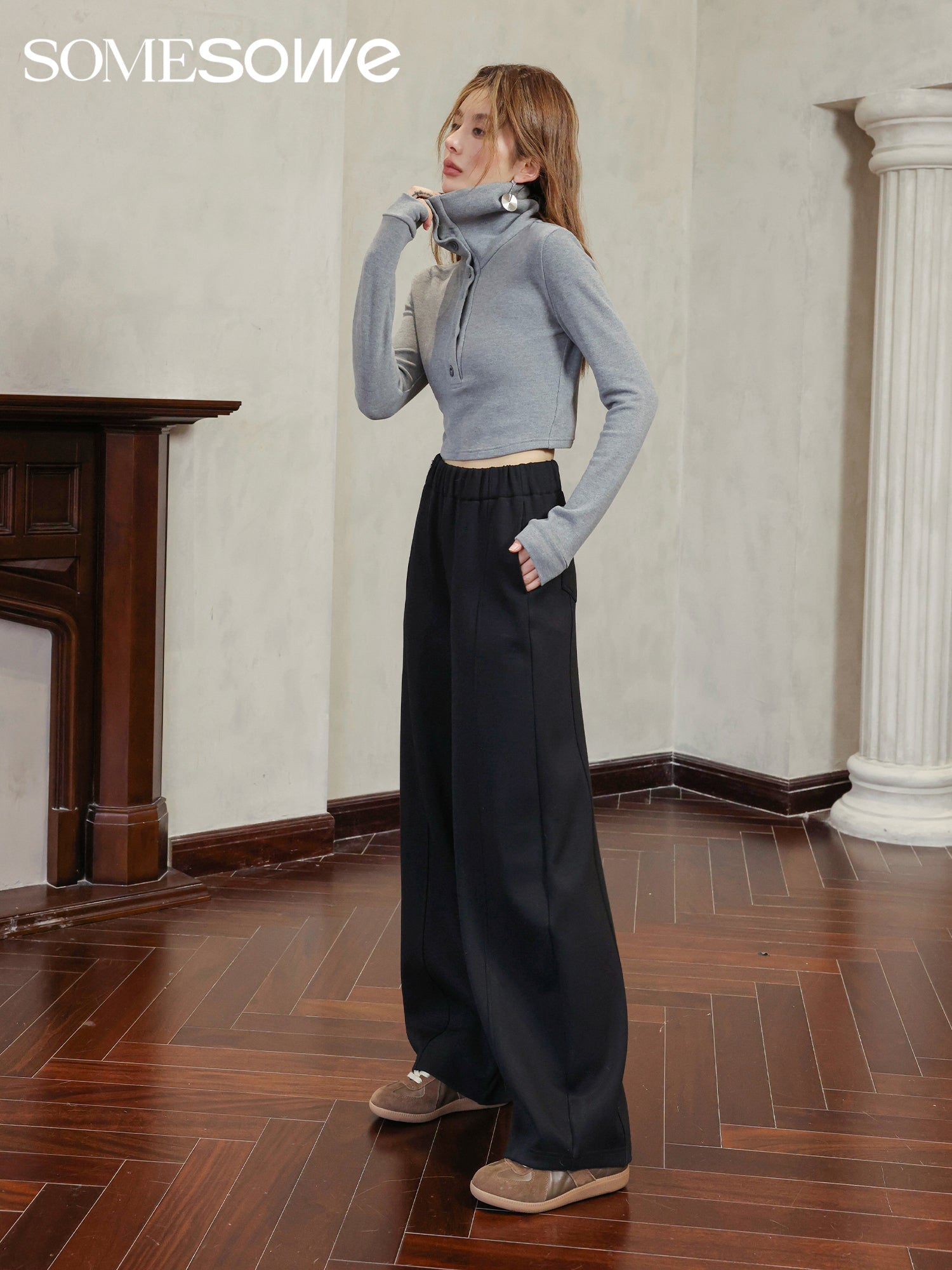 SOMESOWE Black Drapable Pants | MADA IN CHINA