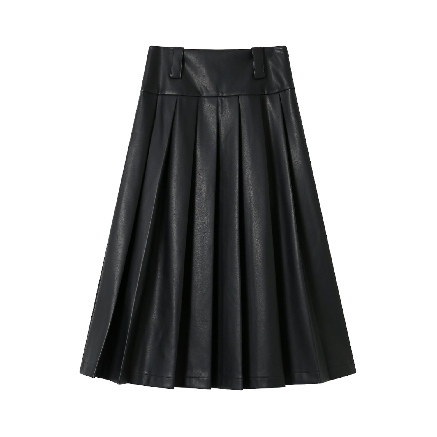 SOMESOWE Black Faux Leather Long Skirt | MADA IN CHINA