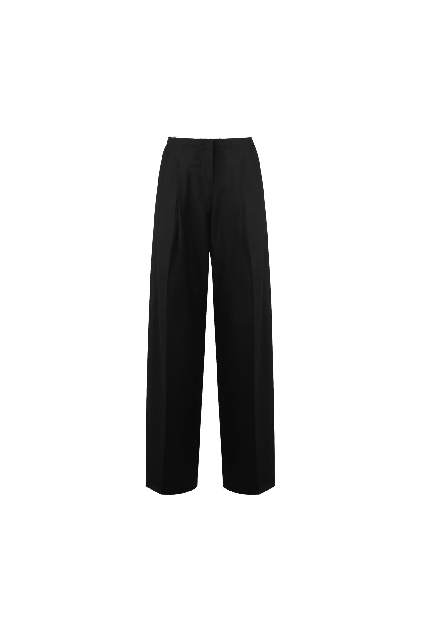 ANN ANDELMAN Black Folded Waist Design Draped Suit Trousers | MADA IN CHINA