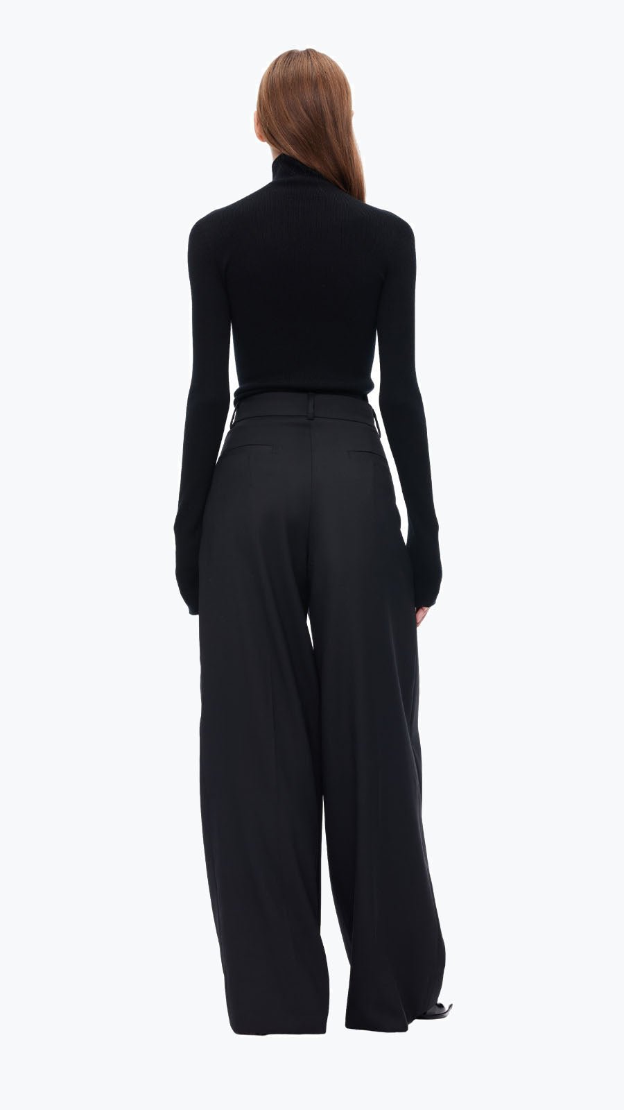 ANN ANDELMAN Black Folded Waist Design Draped Suit Trousers | MADA IN CHINA