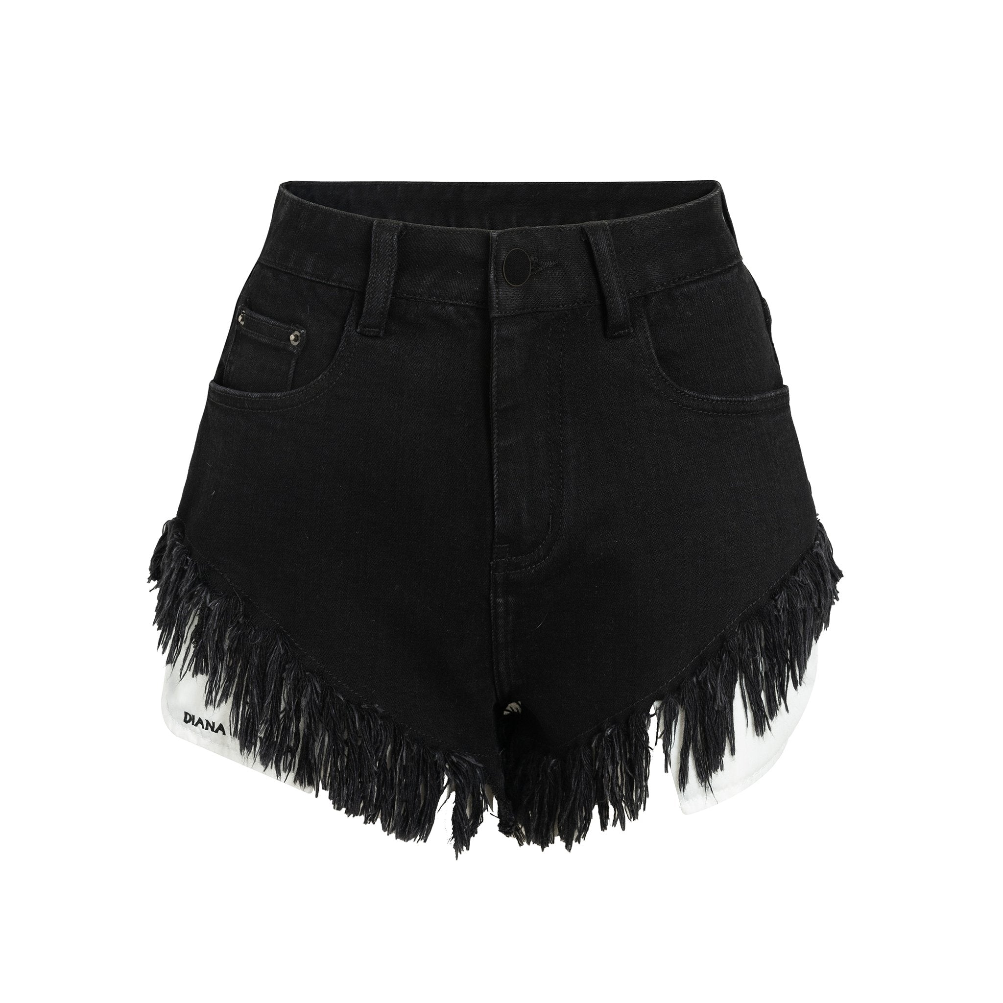 DIANA VEVINA Black Fringed Shorts | MADA IN CHINA