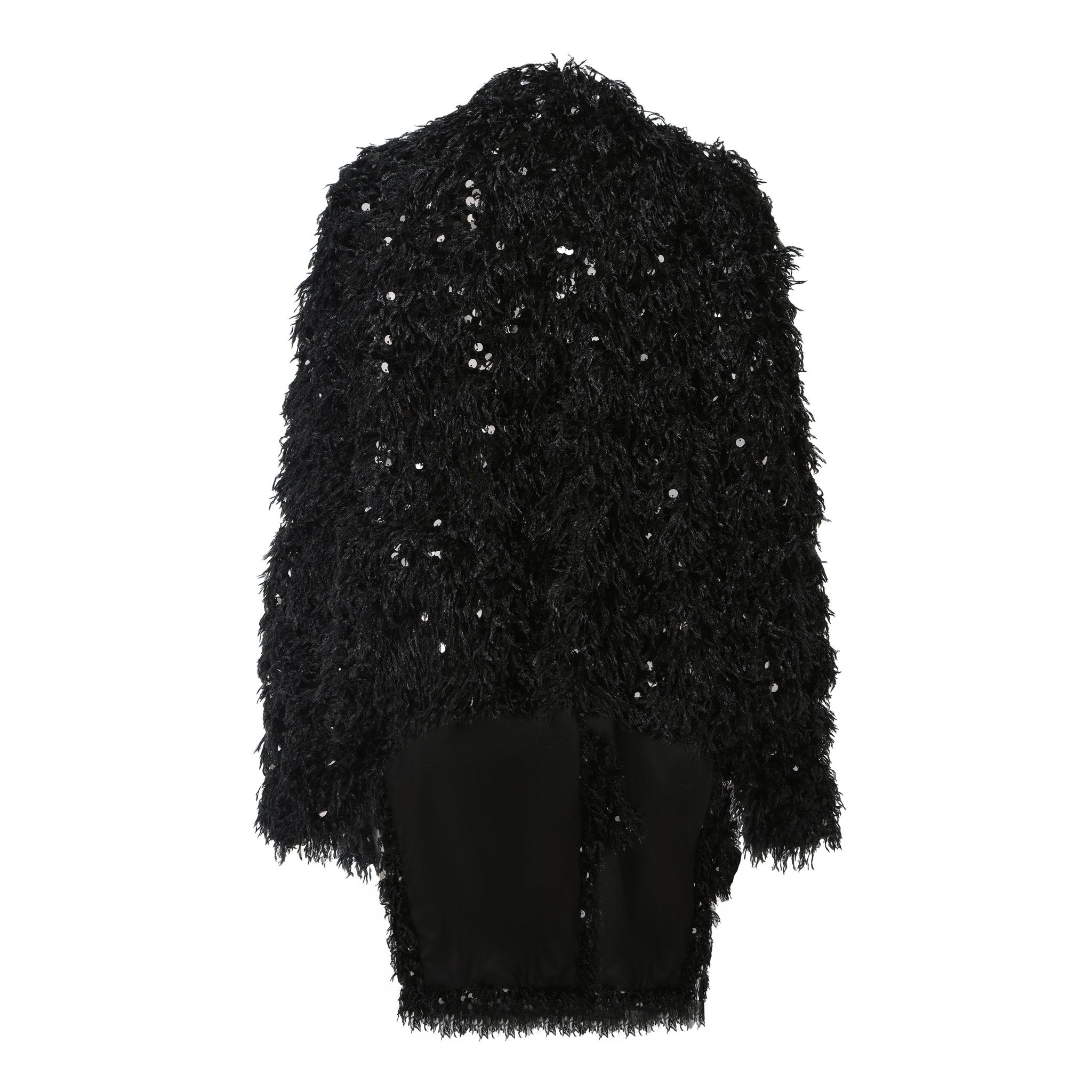 ARTE PURA Black Fur Sequin Shawl | MADA IN CHINA