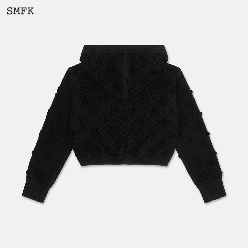 SMFK Black Garden Wool Knit Short Hoodie | MADA IN CHINA