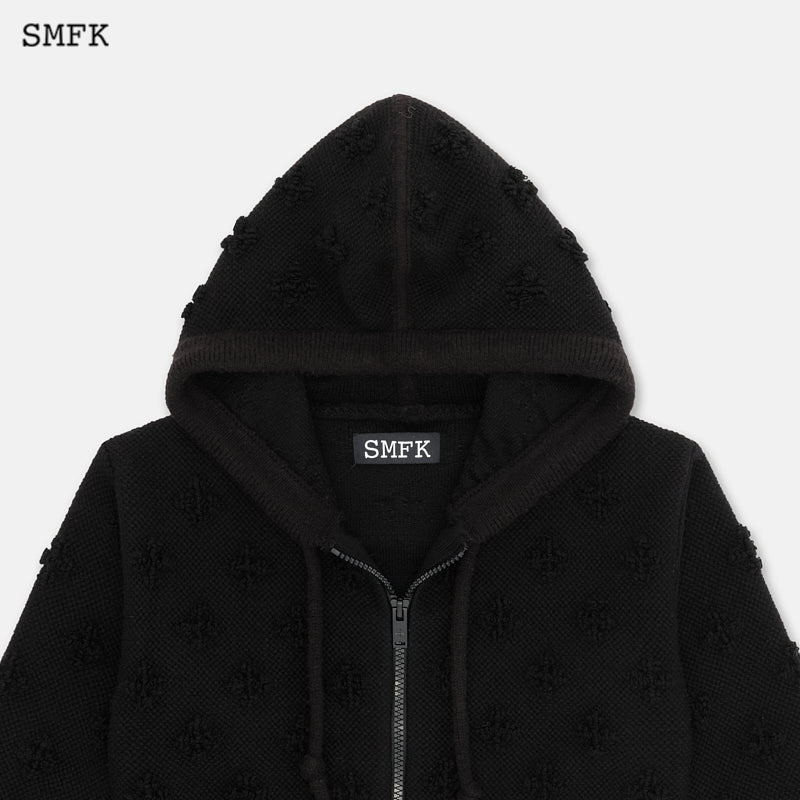 SMFK Black Garden Wool Knit Short Hoodie | MADA IN CHINA