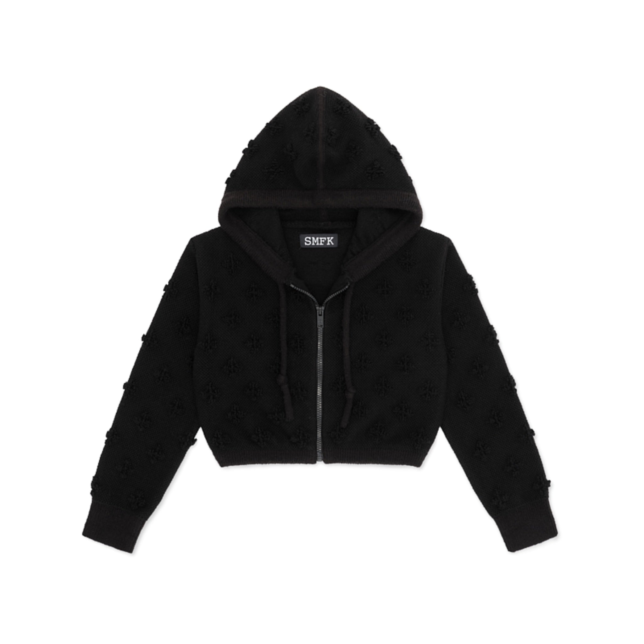 SMFK Black Garden Wool Knit Short Hoodie | MADA IN CHINA