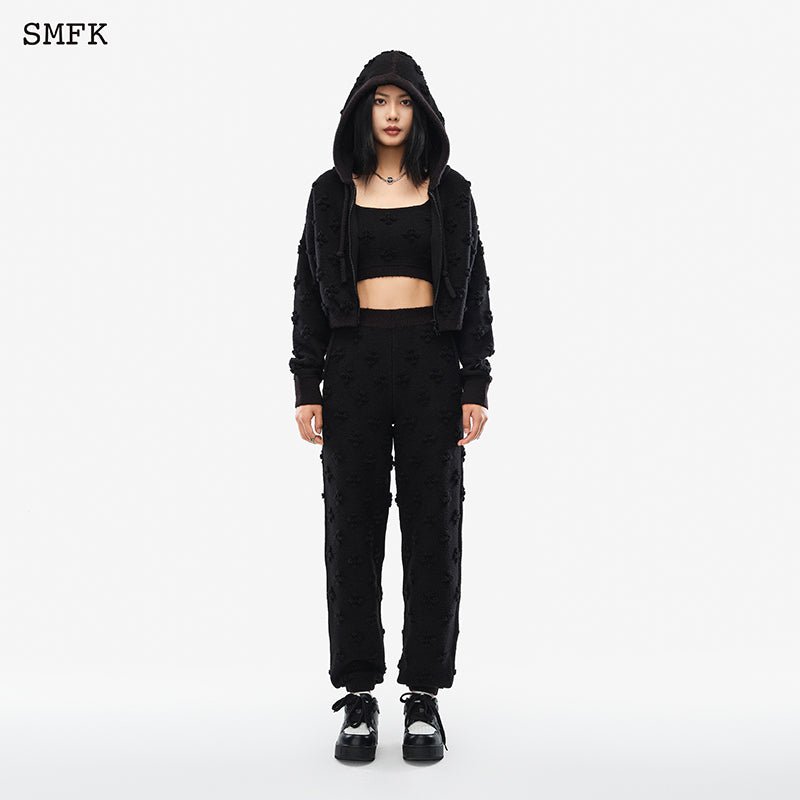 SMFK Black Garden Wool Knit Short Hoodie | MADA IN CHINA