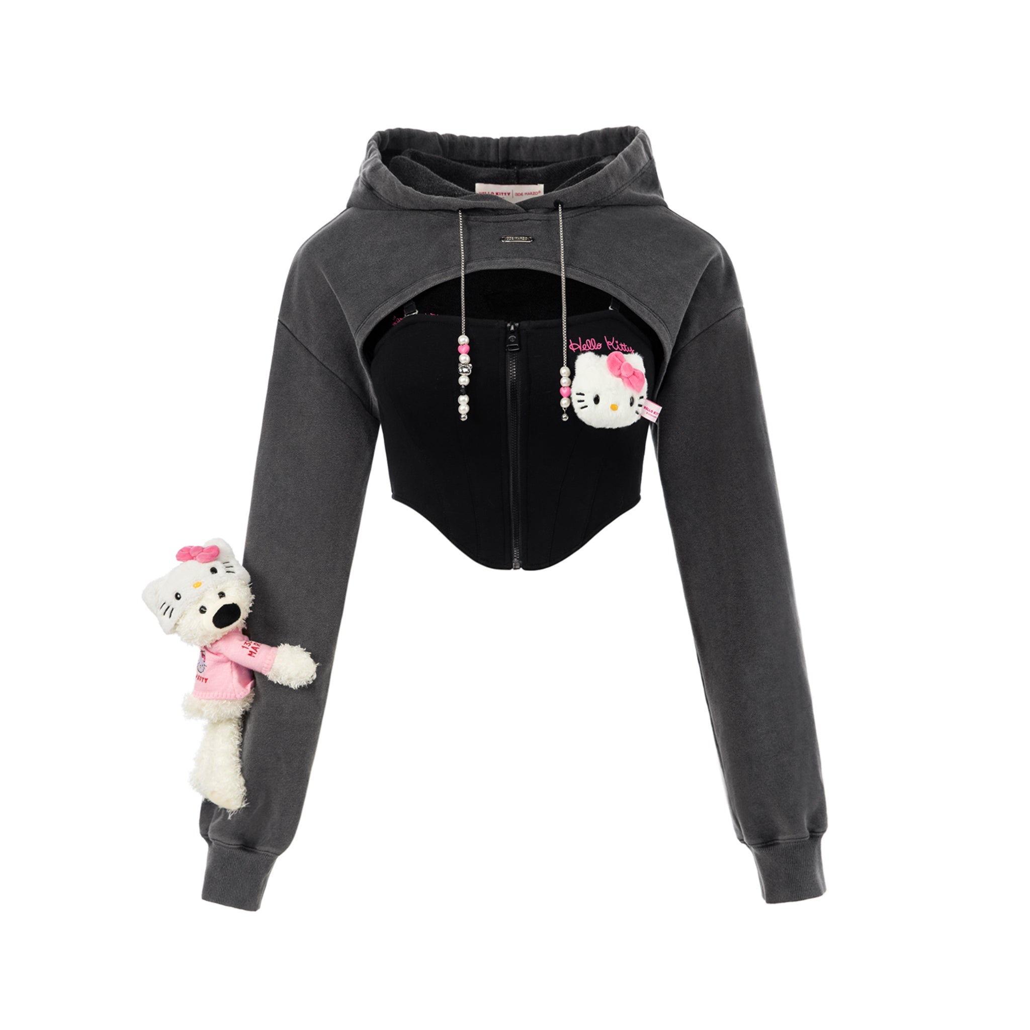 13DE MARZO Black Hello Kitty Bear Sports Hoodie | MADA IN CHINA