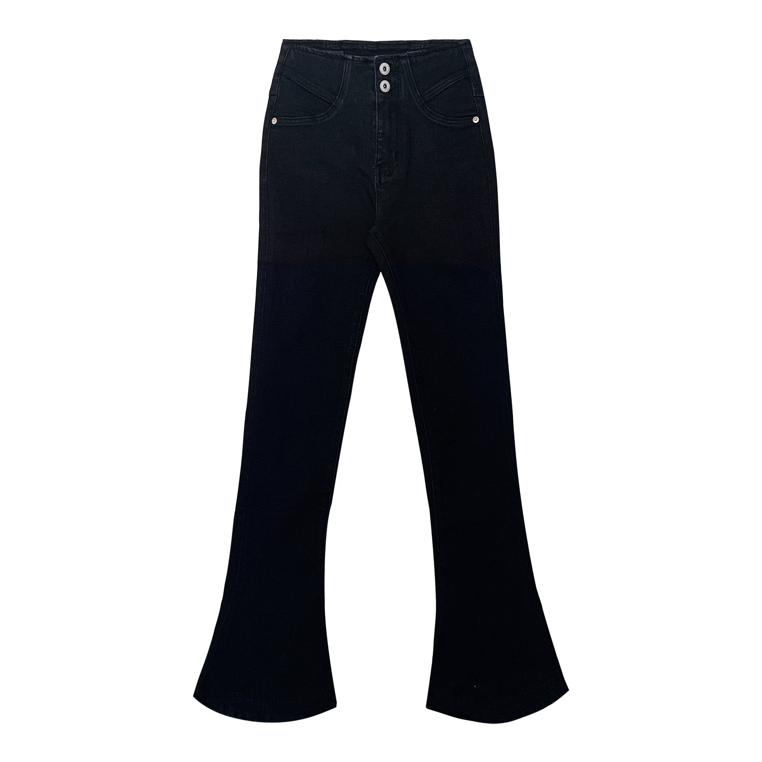 SOMESOWE Black High Waist Stretchy Button Pants | MADA IN CHINA