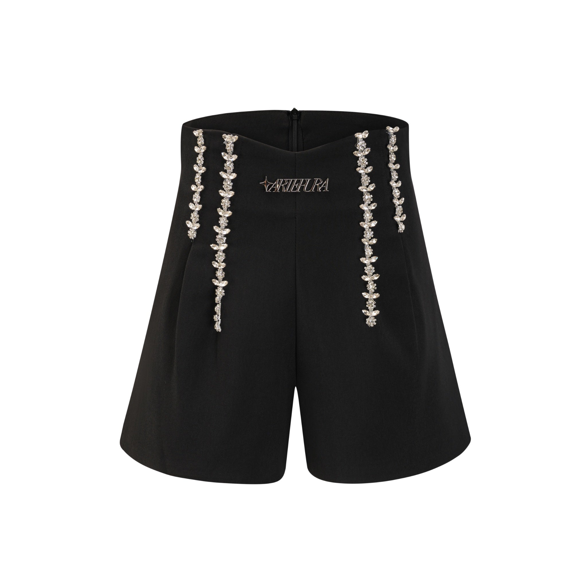 ARTE PURA Black High-Waisted Chain Shorts | MADA IN CHINA