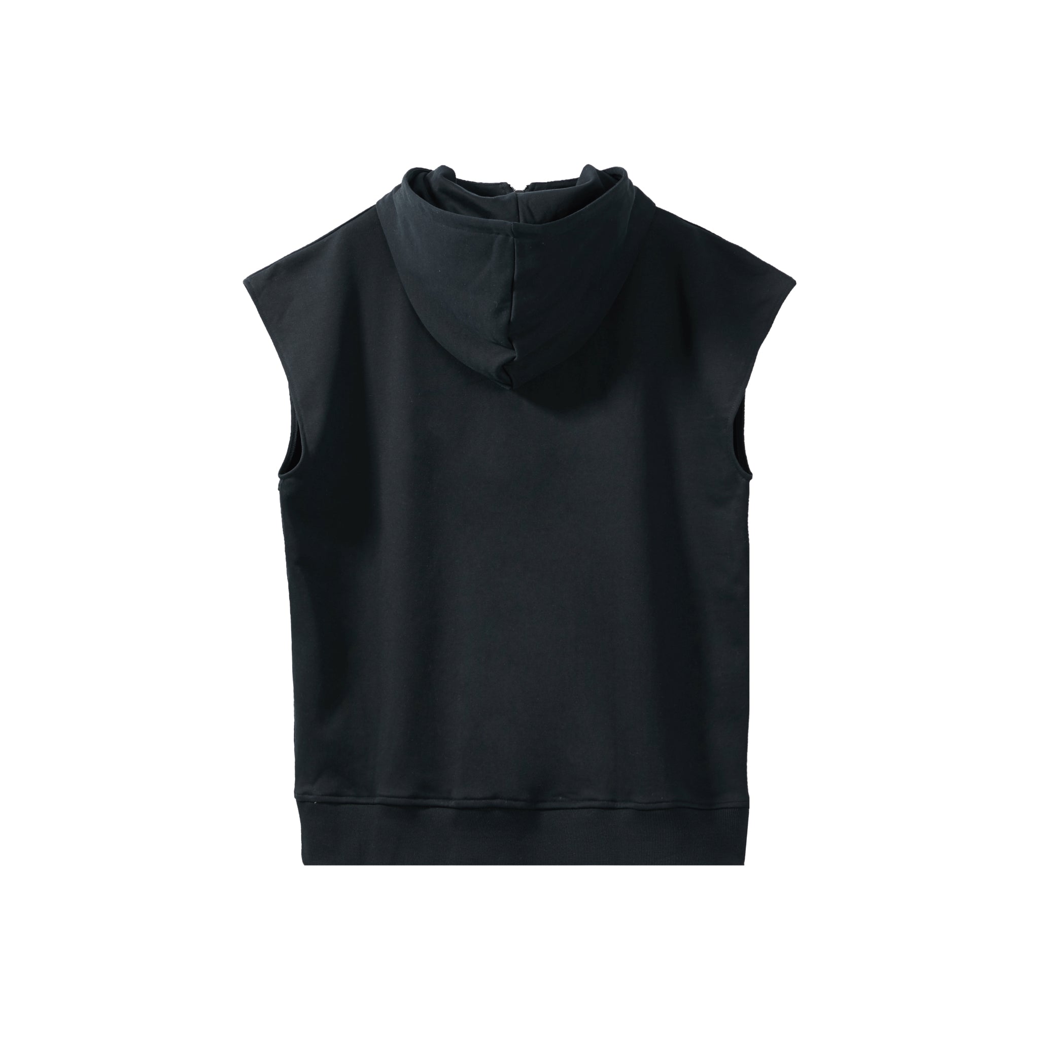 VANN VALRENCÉ Black Hooded Sleeveless Hoodie | MADA IN CHINA